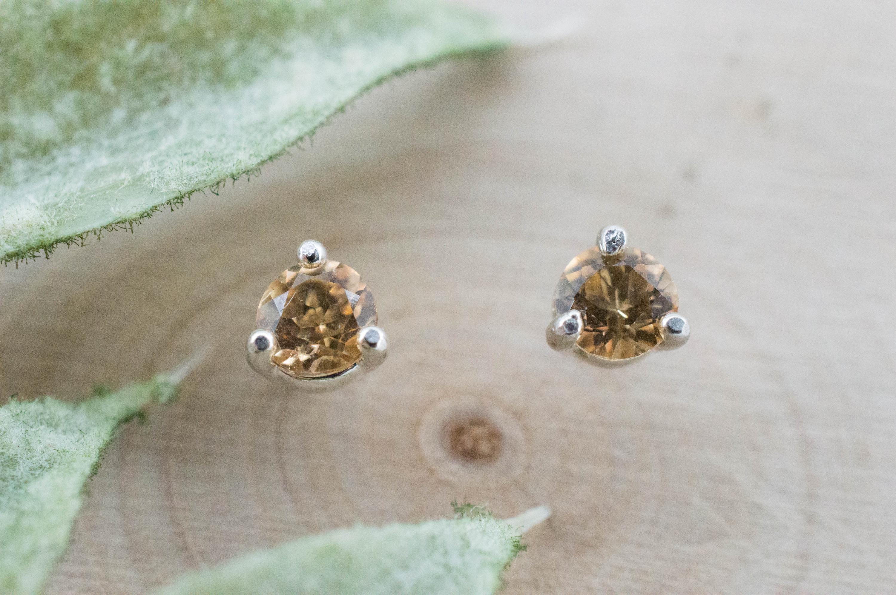 Imperial Topaz Earrings; Natural Untreated Brazil Topaz; 0.520cts - Mark Oliver Gems