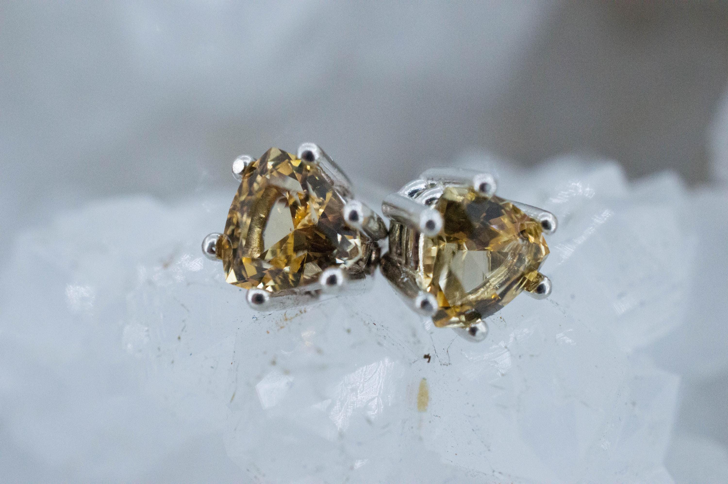 Imperial Topaz Earrings; Natural Untreated Brazil Topaz; 1.270cts - Mark Oliver Gems