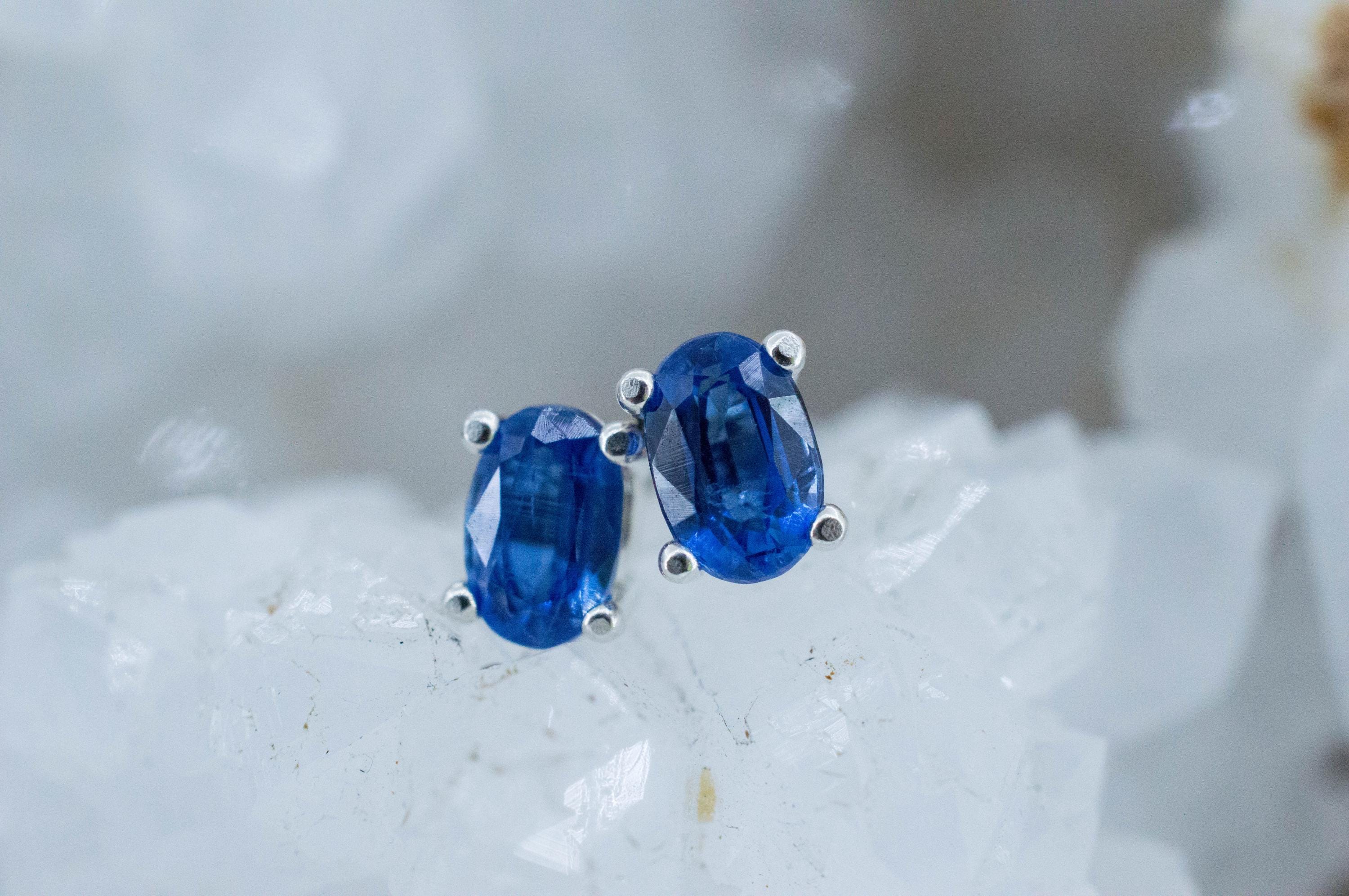 Kyanite Earrings; Natural Untreated Nepal Kyanite; 1.215cts - Mark Oliver Gems