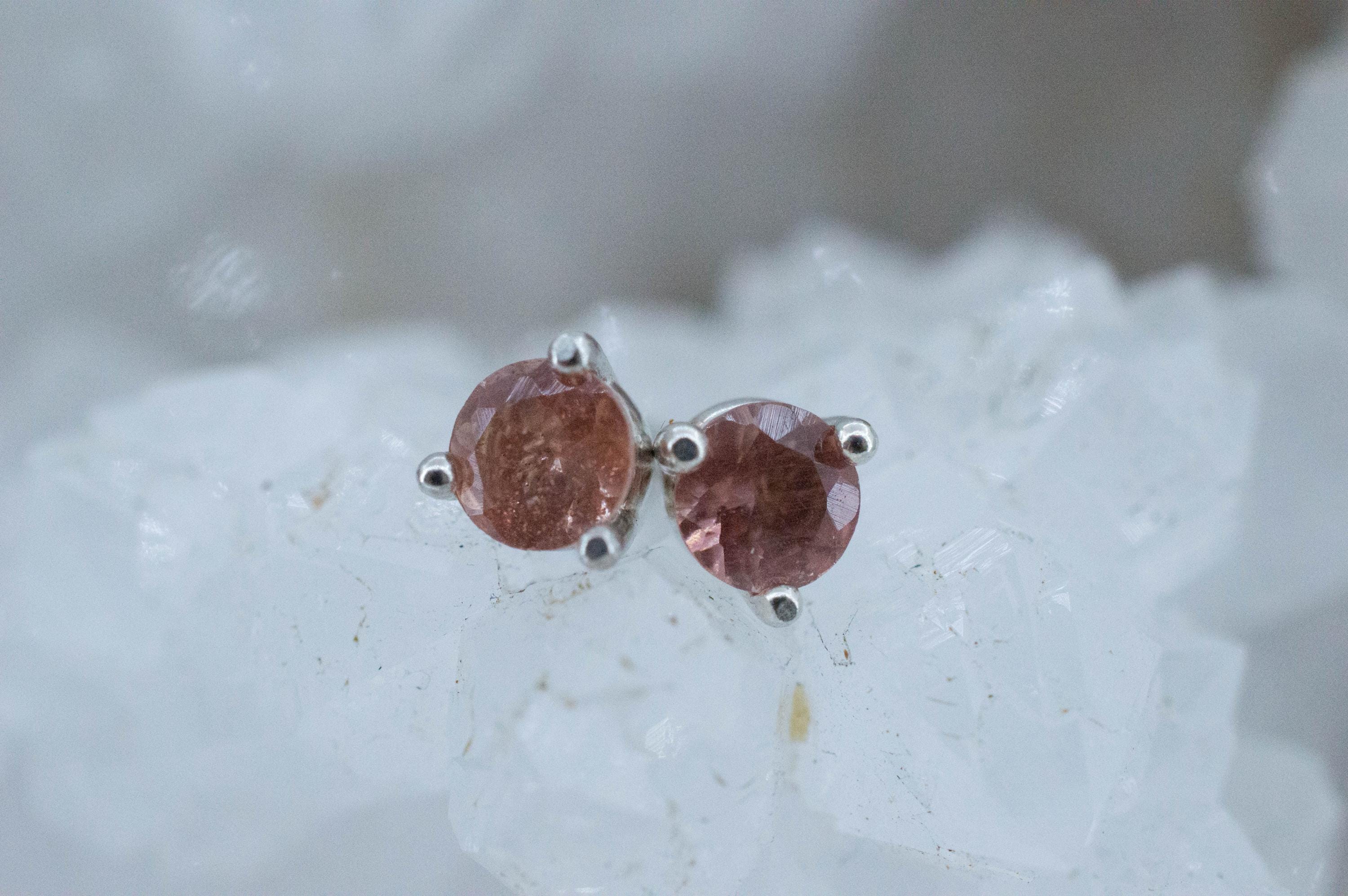 Oregon Sunstone Earrings; Natural Untreated USA Sunstone; 0.430cts - Mark Oliver Gems