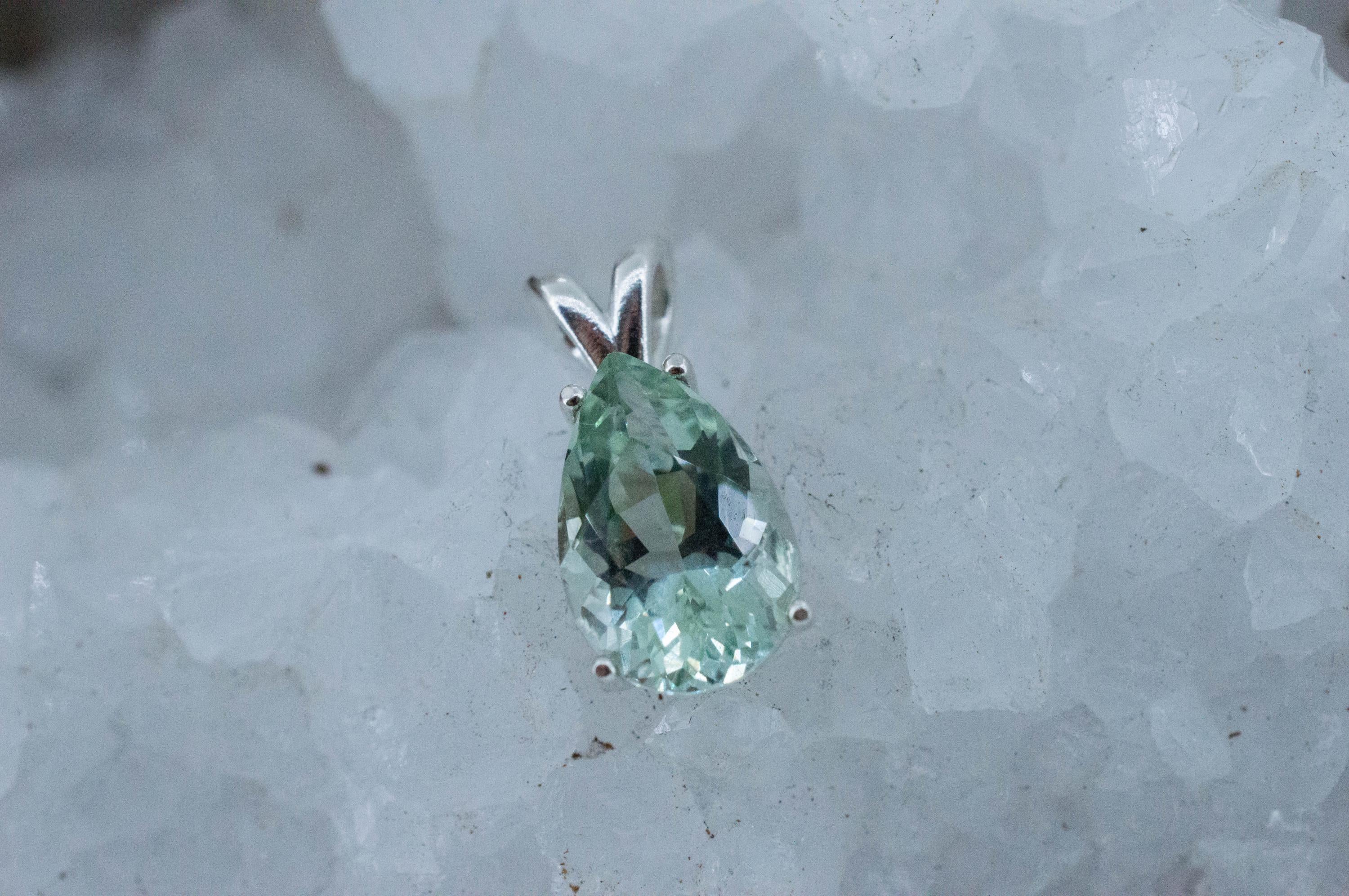 Prasiolite Pendant; Natural Brazil Green Amethyst; 3.870cts - Mark Oliver Gems