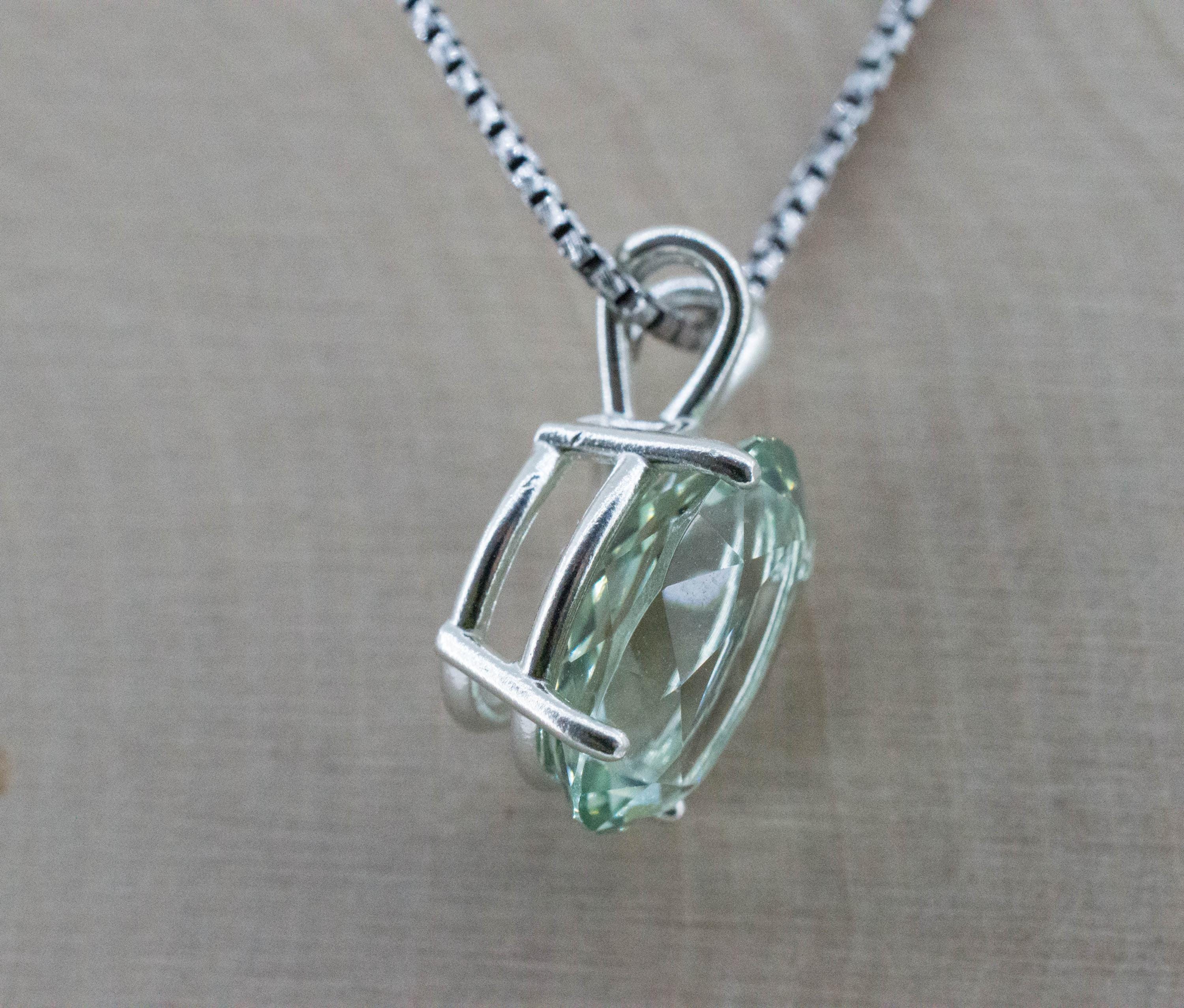 Prasiolite Pendant; Natural Brazil Green Amethyst; 7.185cts - Mark Oliver Gems