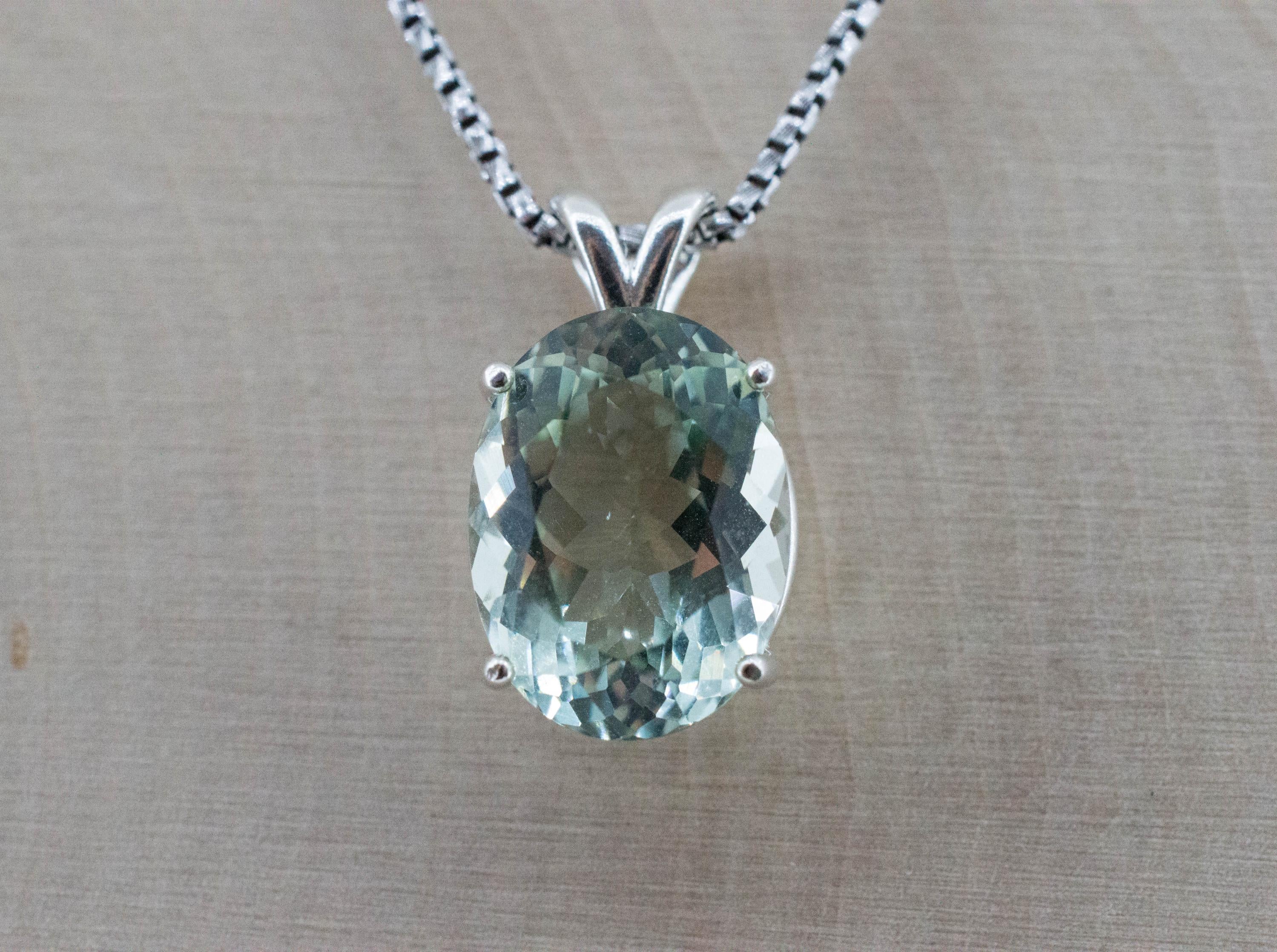Prasiolite Pendant; Natural Brazil Green Amethyst; 7.185cts - Mark Oliver Gems