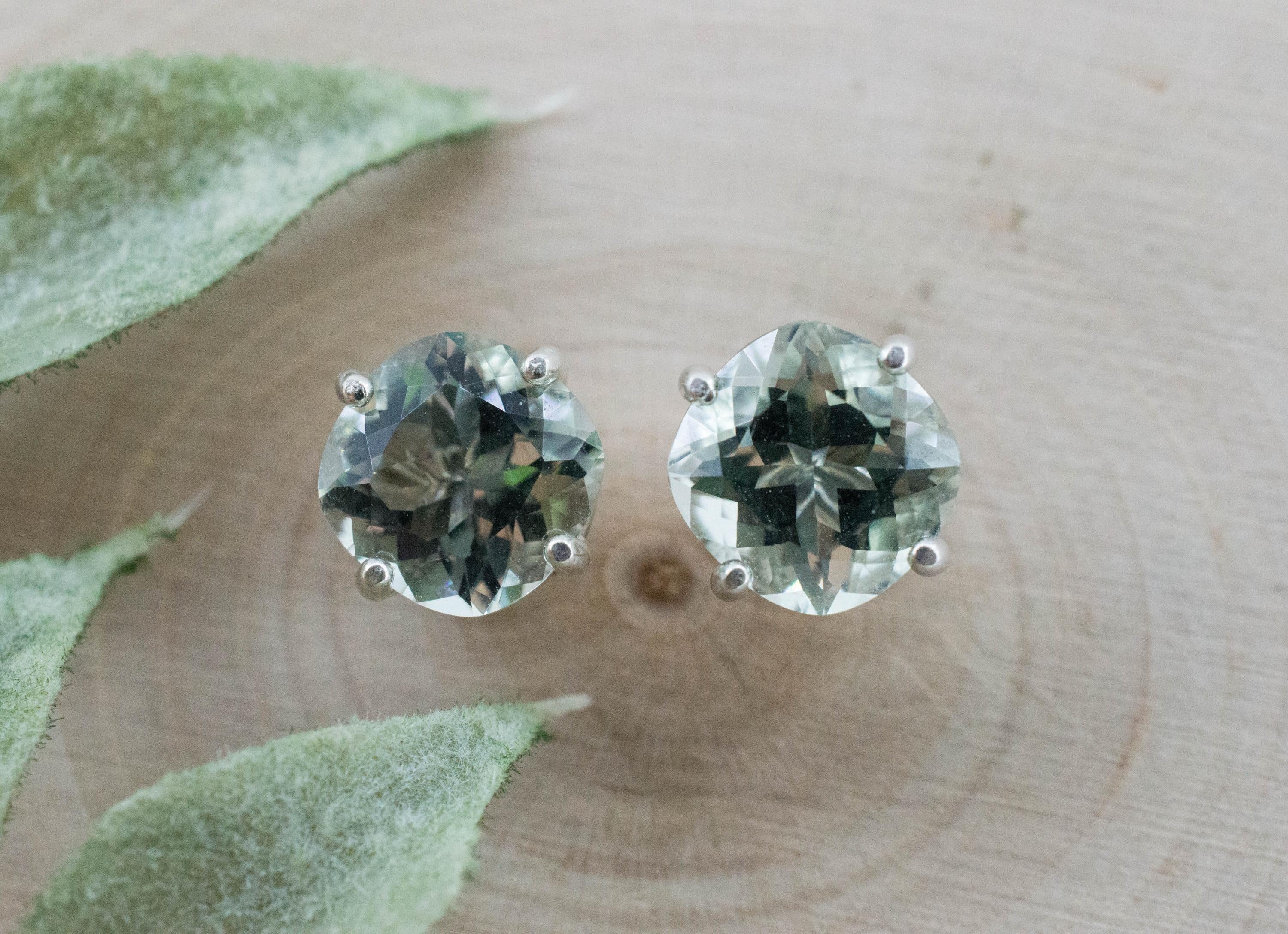 Prasiolite Earrings; Natural Brazilian Green Amethyst; 3.600cts - Mark Oliver Gems