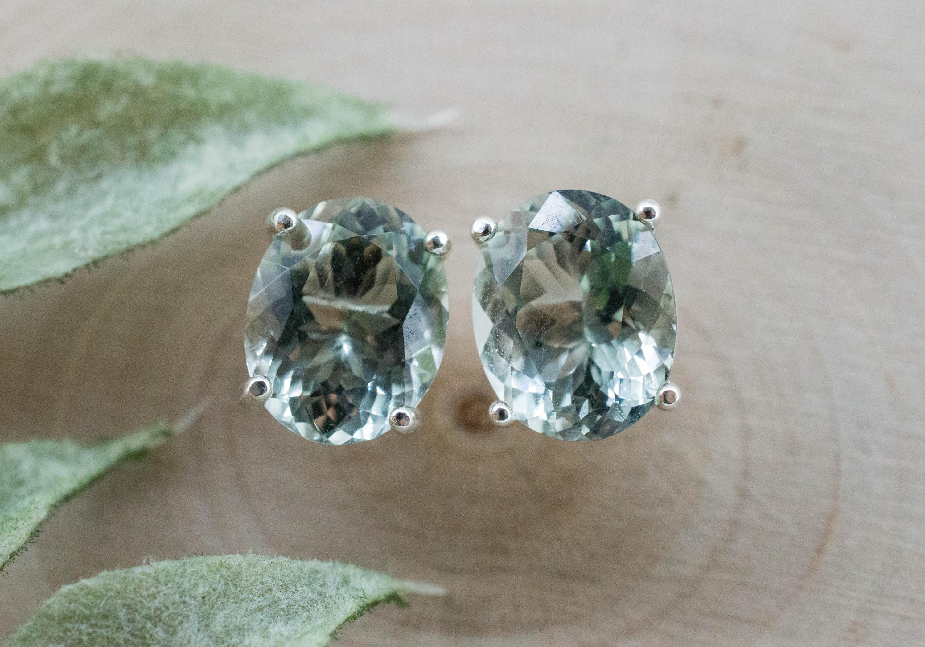 Prasiolite Earrings; Natural Brazilian Green Amethyst; 4.645cts - Mark Oliver Gems