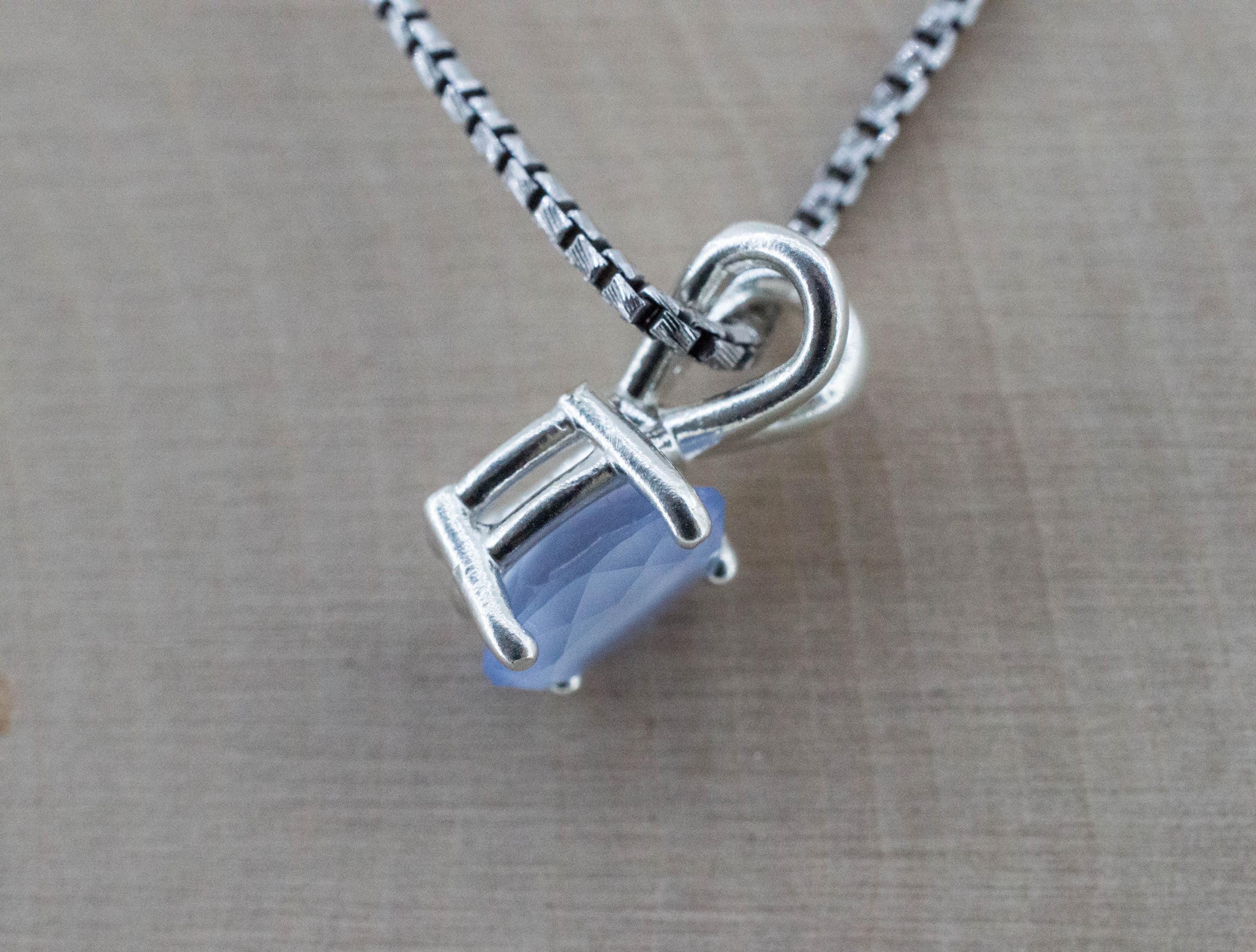 Blue Agate Pendant; Natural Untreated Namibia Agate; 1.135cts - Mark Oliver Gems