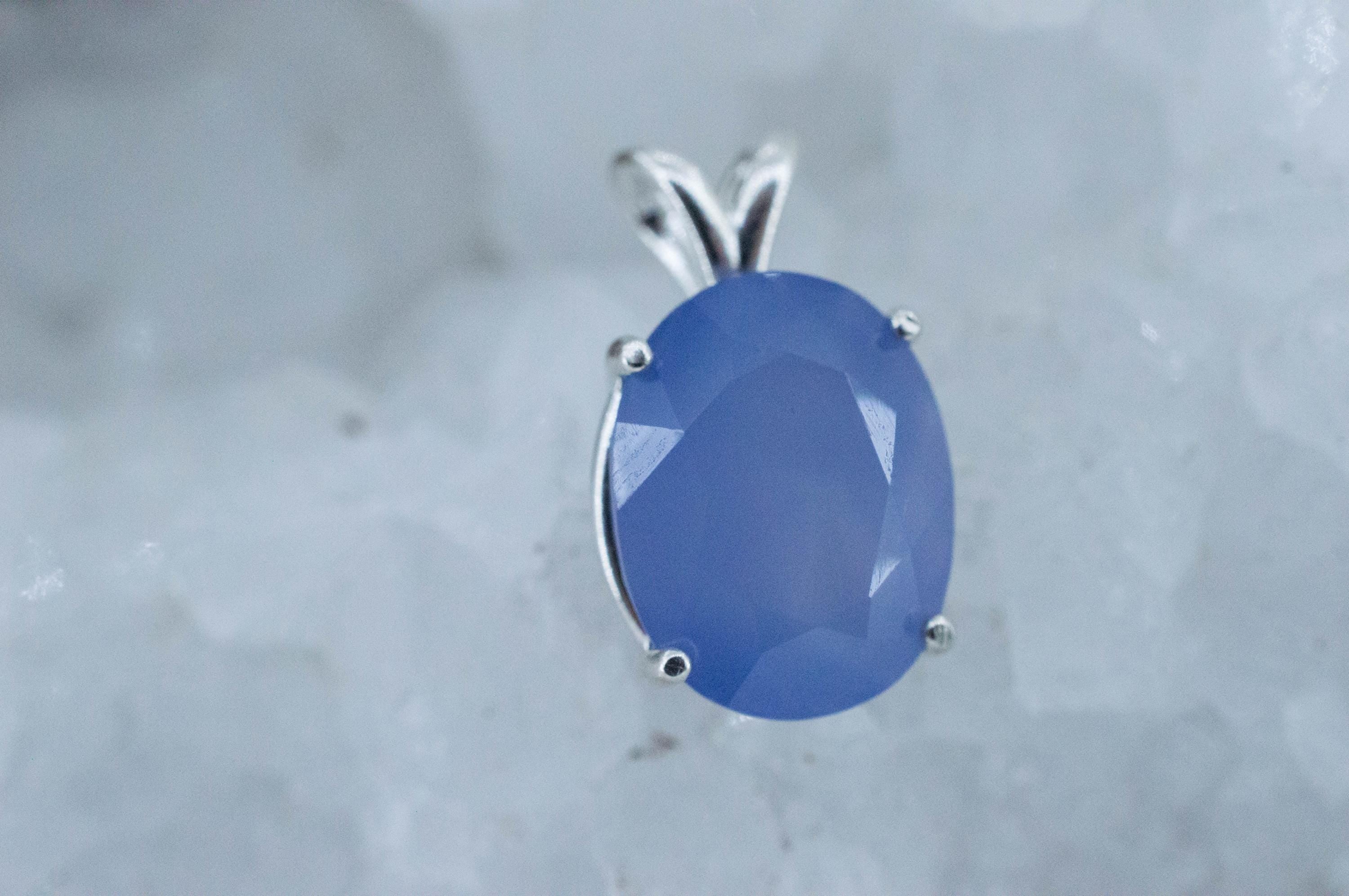 Blue Agate Pendant; Natural Untreated Namibia Agate; 7.340cts - Mark Oliver Gems