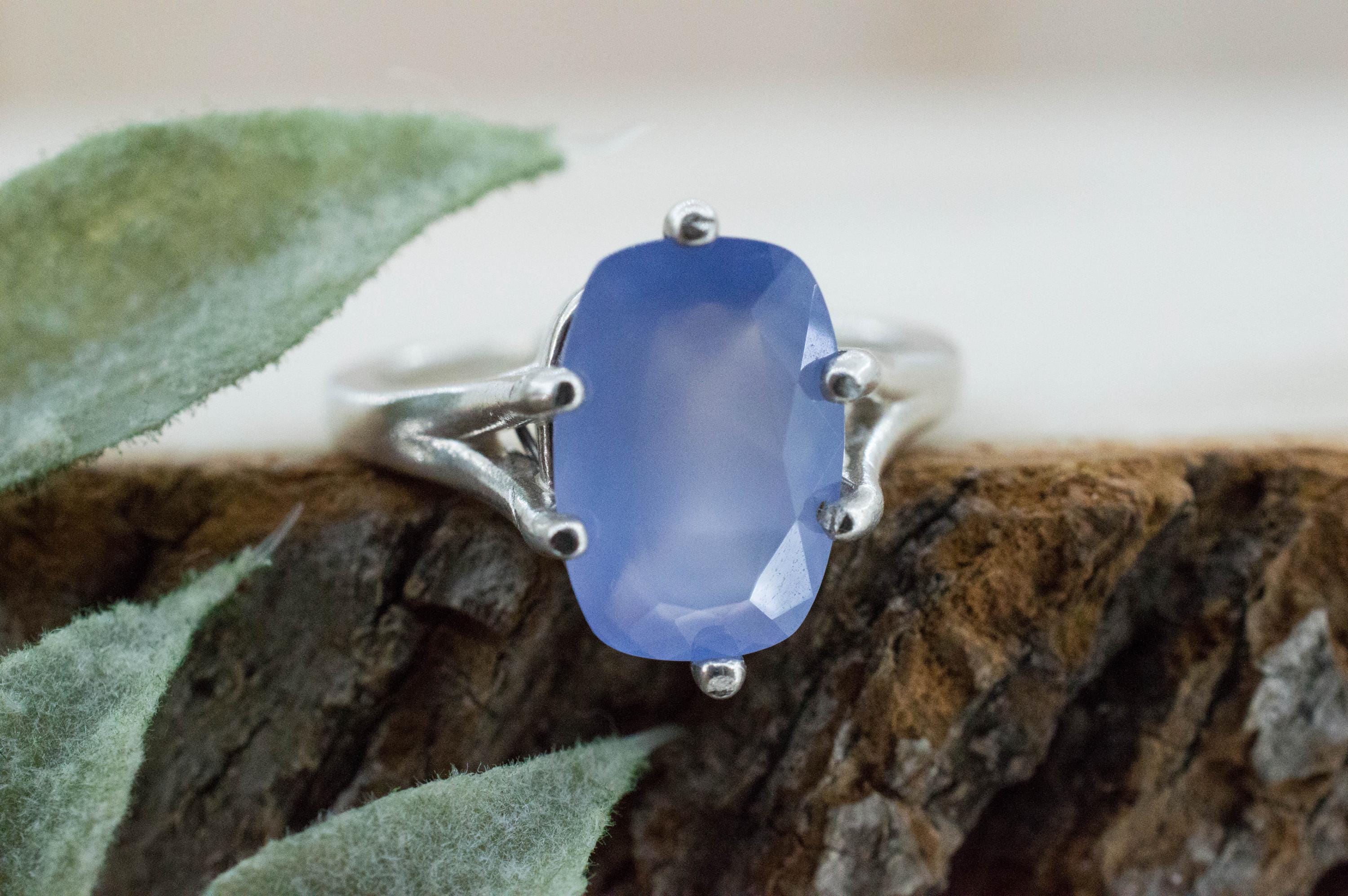 Blue Agate Ring; Natural Untreated Namibia Blue Agate; 2.825cts - Mark Oliver Gems