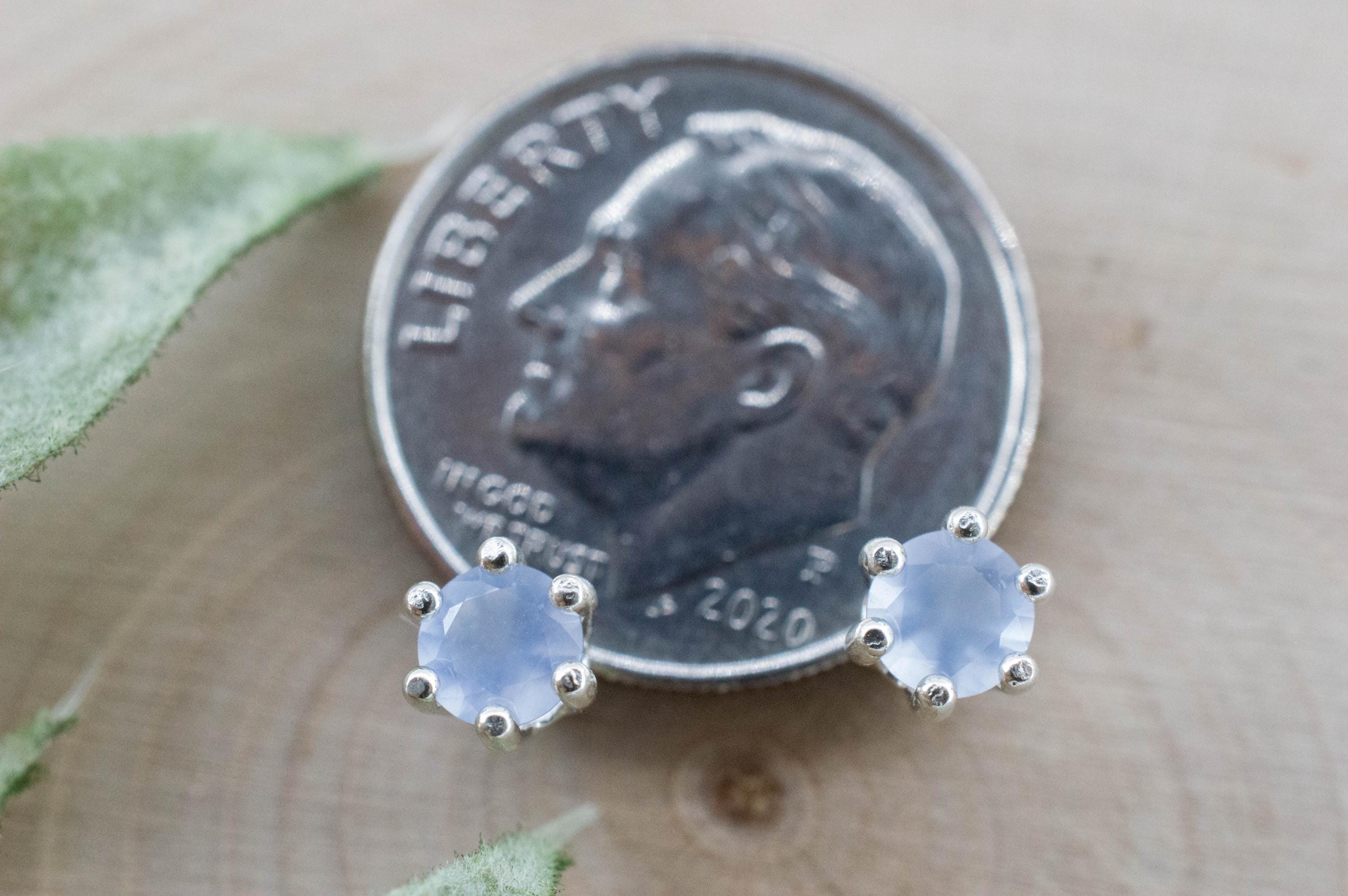 Blue Agate Earrings; Natural Untreated Namibia Agate; 0.395cts - Mark Oliver Gems