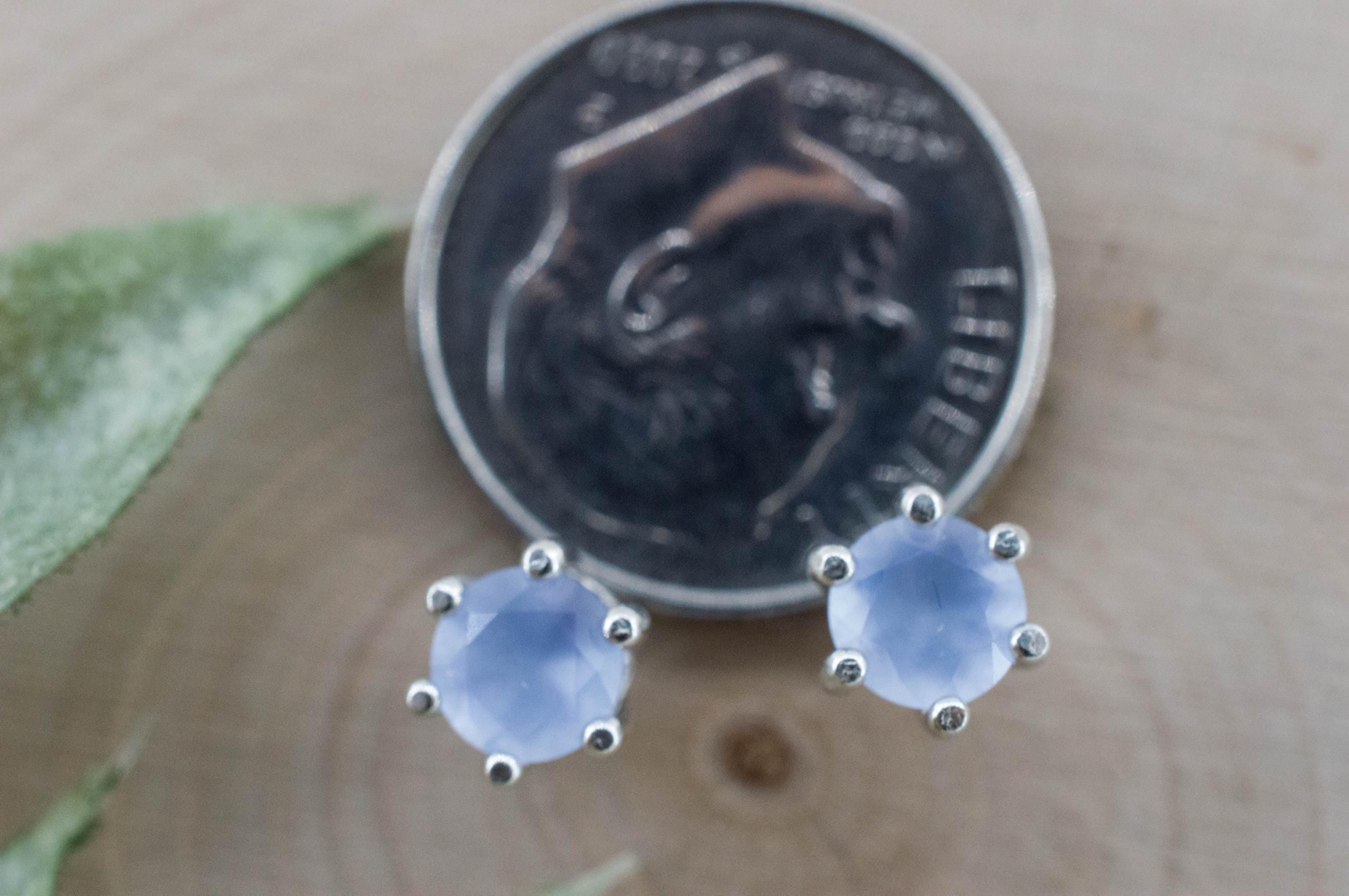 Blue Agate Earrings; Natural Untreated Namibia Agate; 0.820cts - Mark Oliver Gems