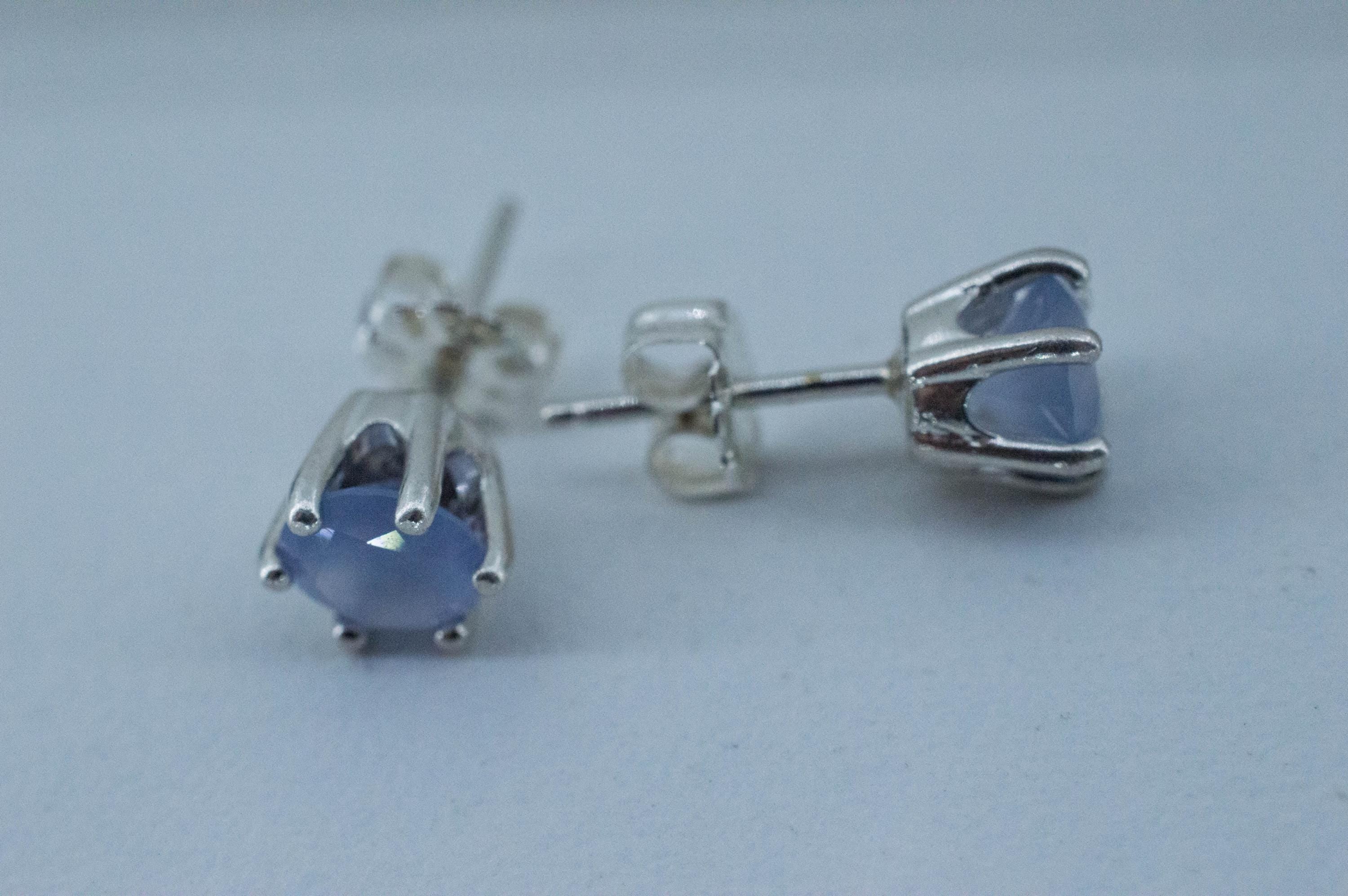 Blue Agate Earrings; Natural Untreated Namibia Agate; 1.345cts - Mark Oliver Gems