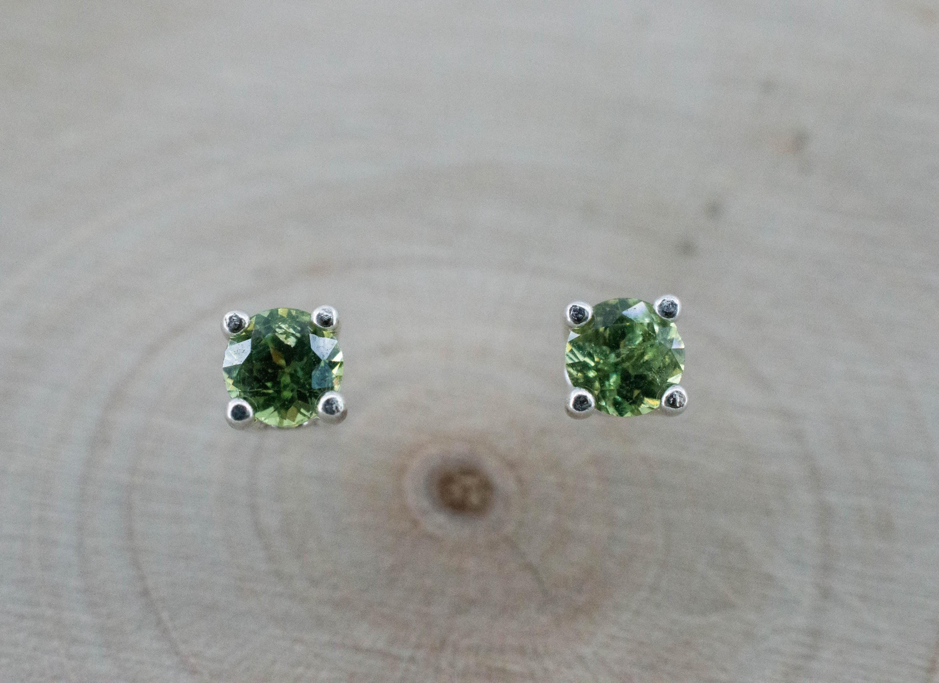 Demantoid Garnet Earrings; Natural Untreated Madagascar Demantoid; 0.485cts - Mark Oliver Gems