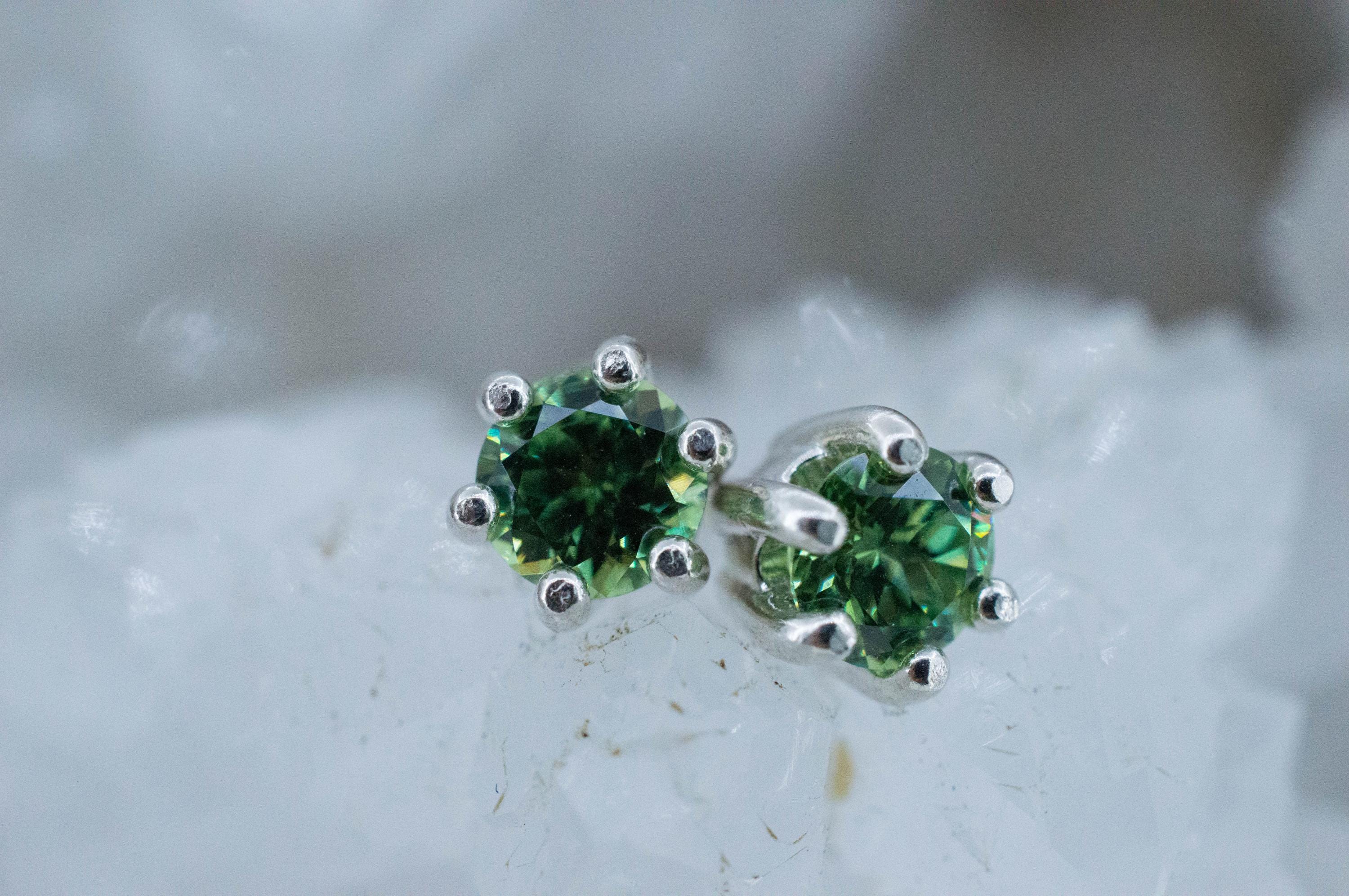 Demantoid Garnet Earrings; Natural Untreated Namibia Demantoid; 0.840cts - Mark Oliver Gems