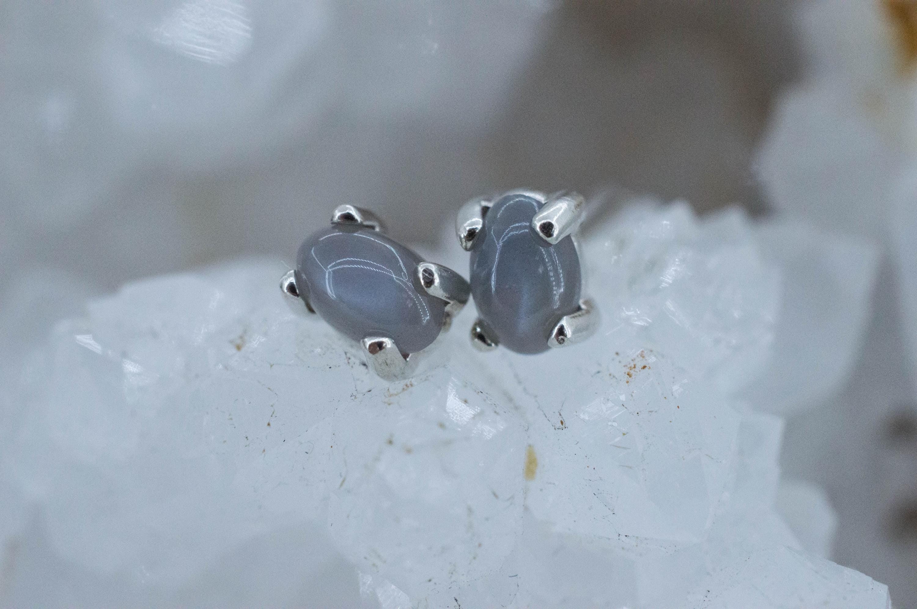 Gray Moonstone Earrings; Natural Untreated India Moonstone; 1.005cts - Mark Oliver Gems