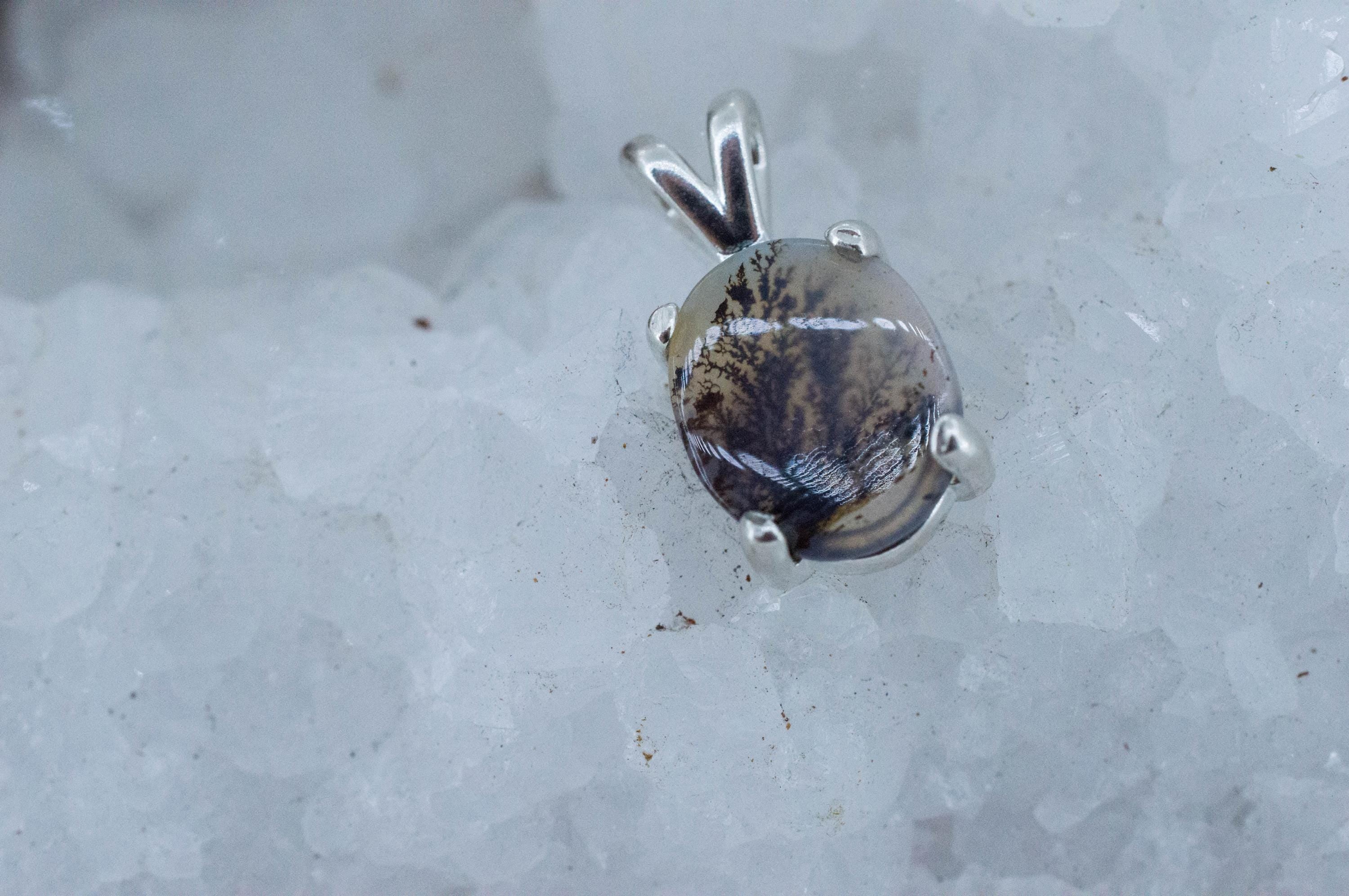 Dendritic Agate Pendant; Natural Untreated India Sanjar Agate; 2.620cts - Mark Oliver Gems