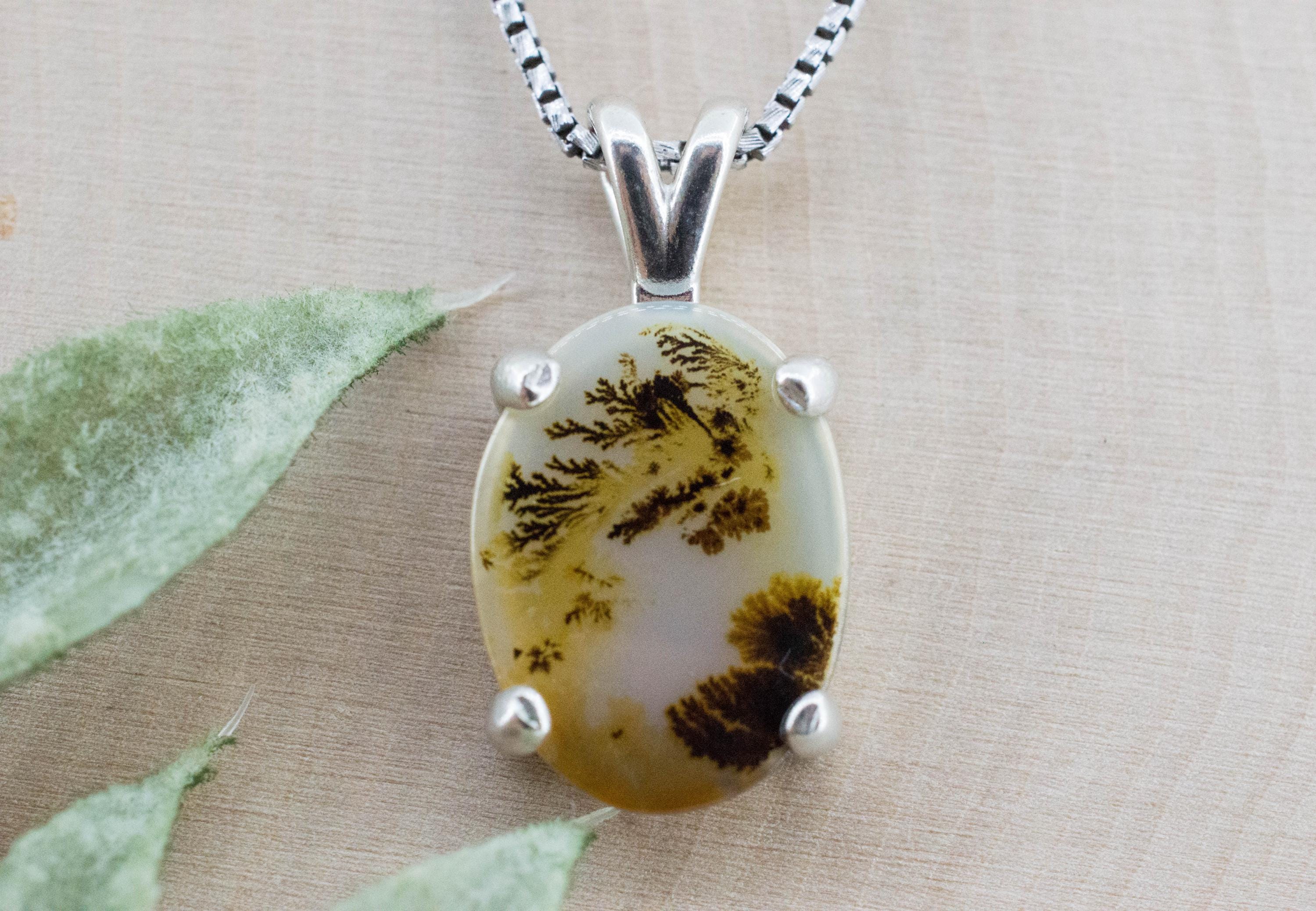 Dendritic Agate Pendant; Natural Untreated India Sanjar Agate; 3.510cts - Mark Oliver Gems