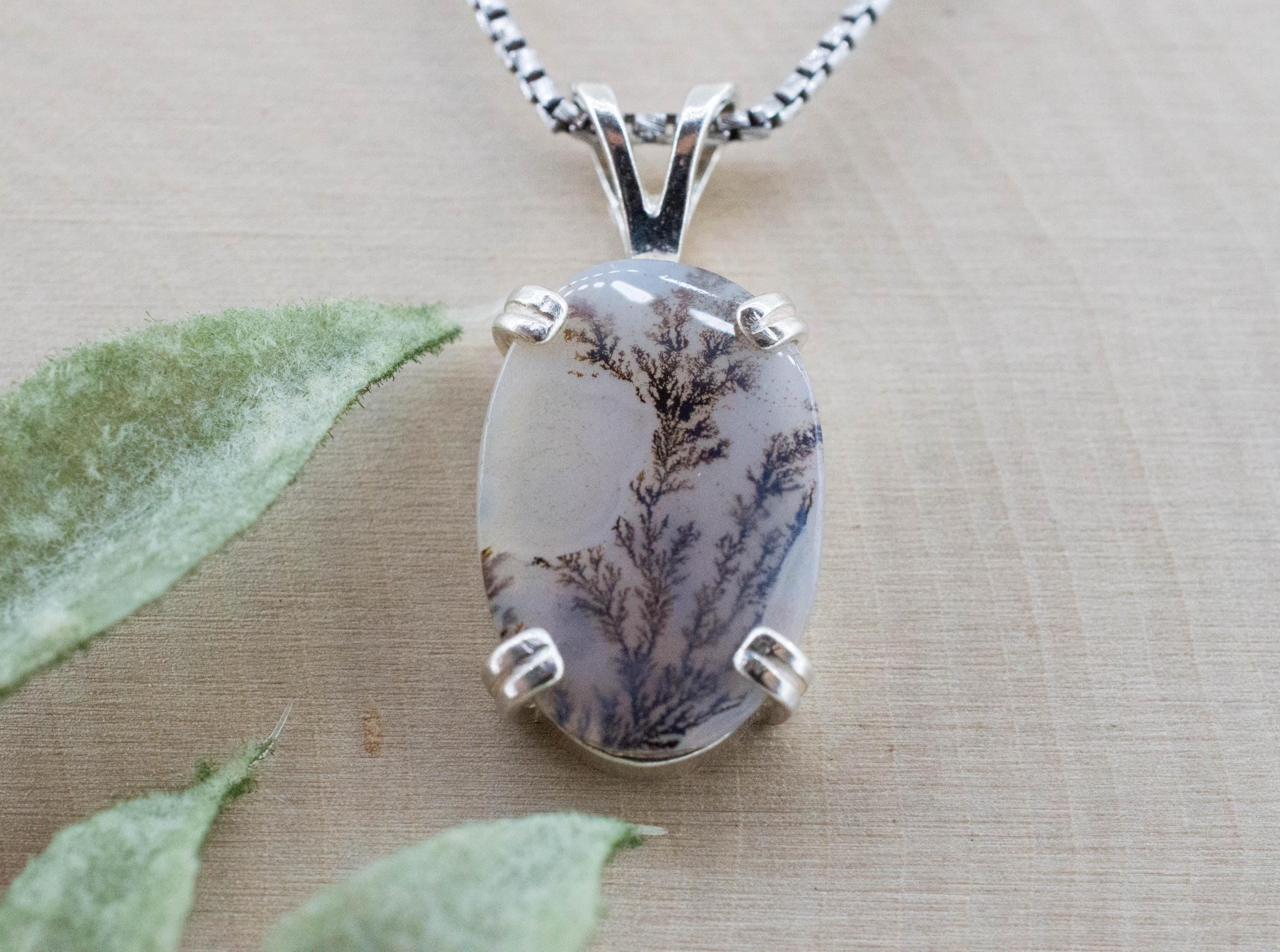 Dendritic Agate Pendant; Natural Untreated India Sanjar Agate; 4.480cts - Mark Oliver Gems