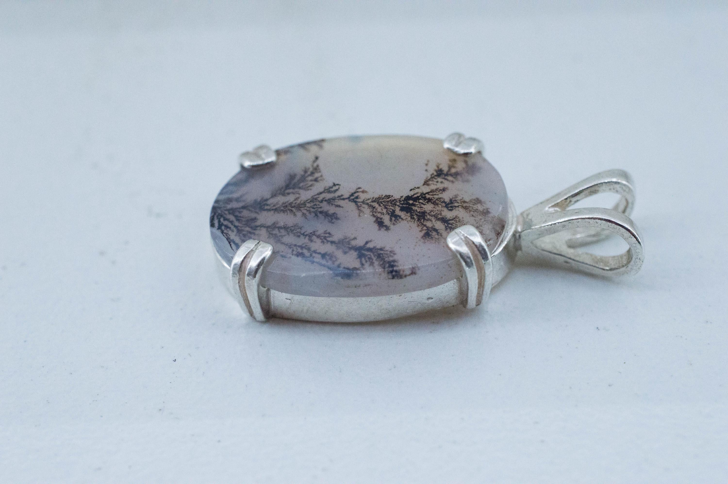 Dendritic Agate Pendant; Natural Untreated India Sanjar Agate; 4.480cts - Mark Oliver Gems