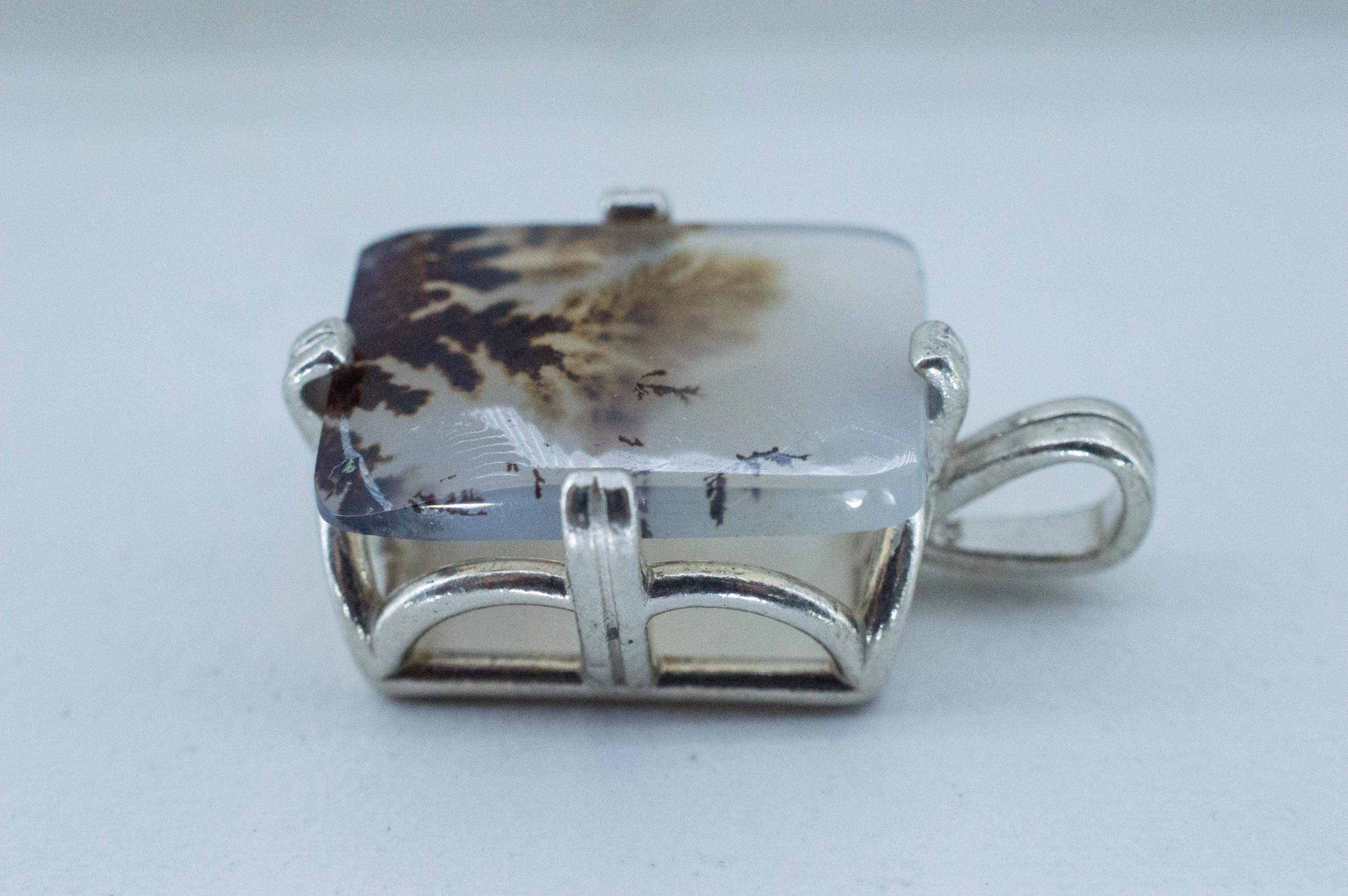 Dendritic Agate Pendant; Natural Untreated India Sanjar Agate; 5.065cts - Mark Oliver Gems