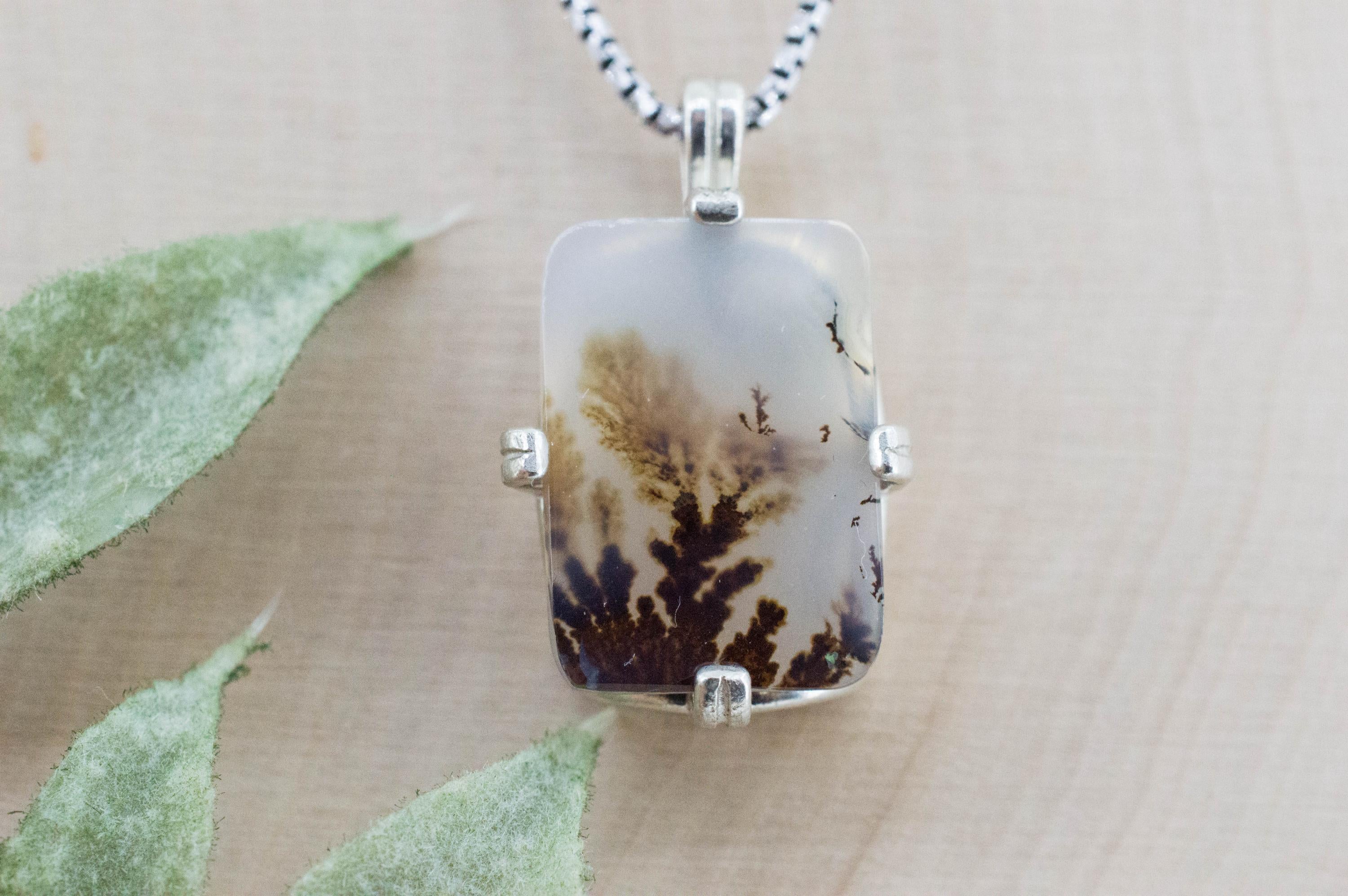 Dendritic Agate Pendant; Natural Untreated India Sanjar Agate; 5.065cts - Mark Oliver Gems