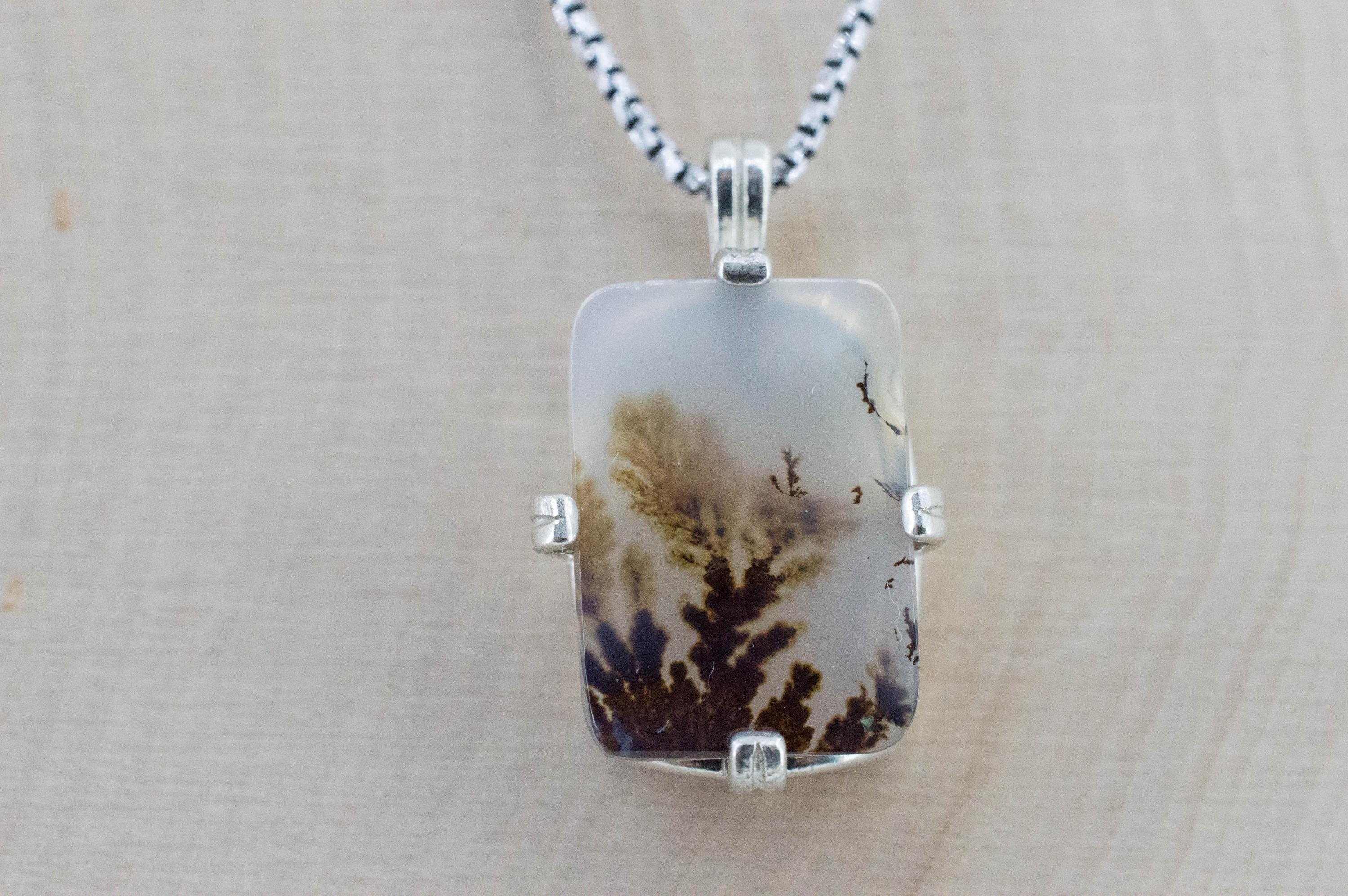 Dendritic Agate Pendant; Natural Untreated India Sanjar Agate; 5.065cts - Mark Oliver Gems