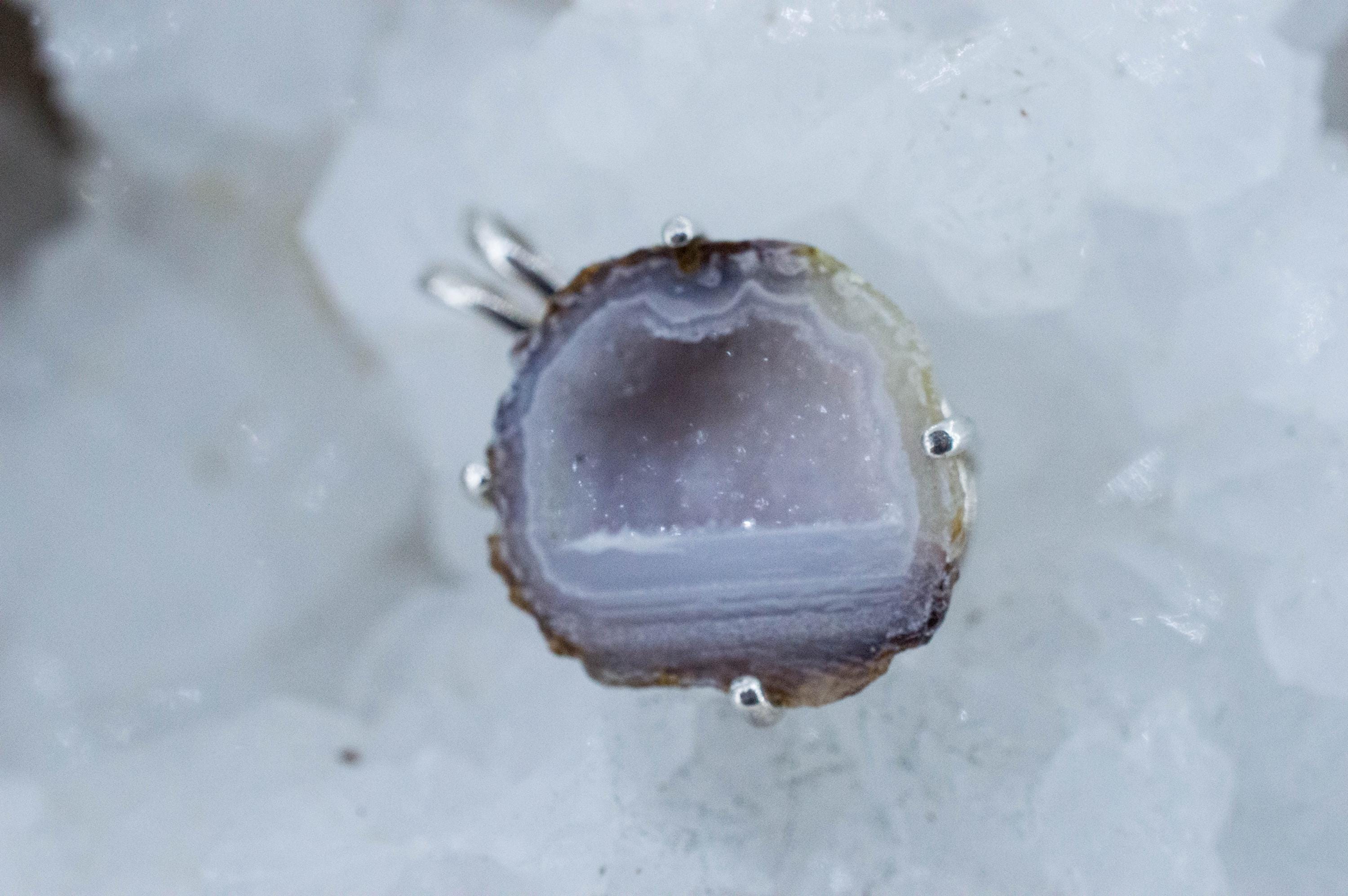 Mini Agate Geode Pendant, Natural Untreated Mexico Tabasco Geode; 8.645cts - Mark Oliver Gems