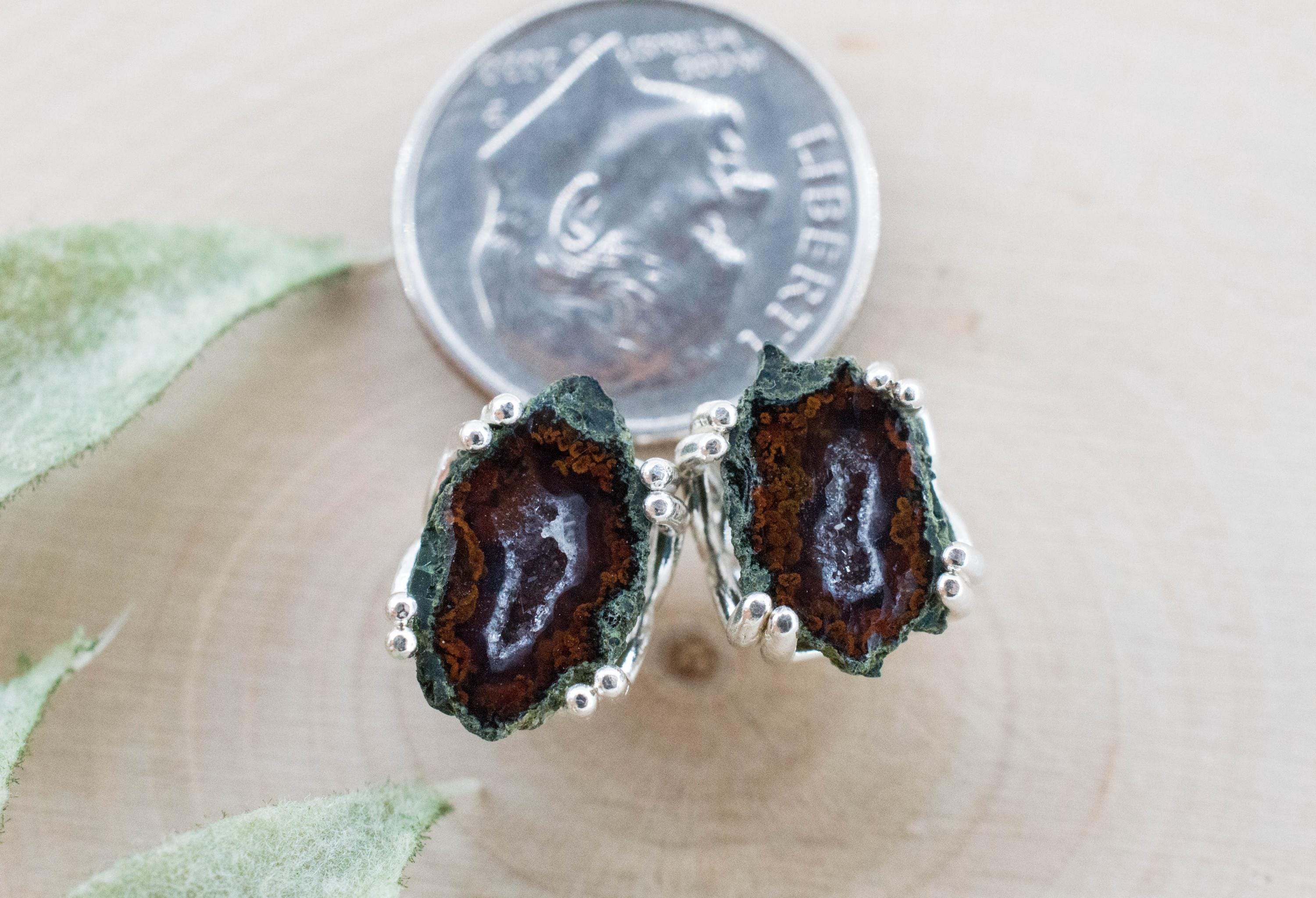 Agate Geode Earrings, Natural Untreated Mexico Tabasco Mini Geodes; 4.250cts - Mark Oliver Gems