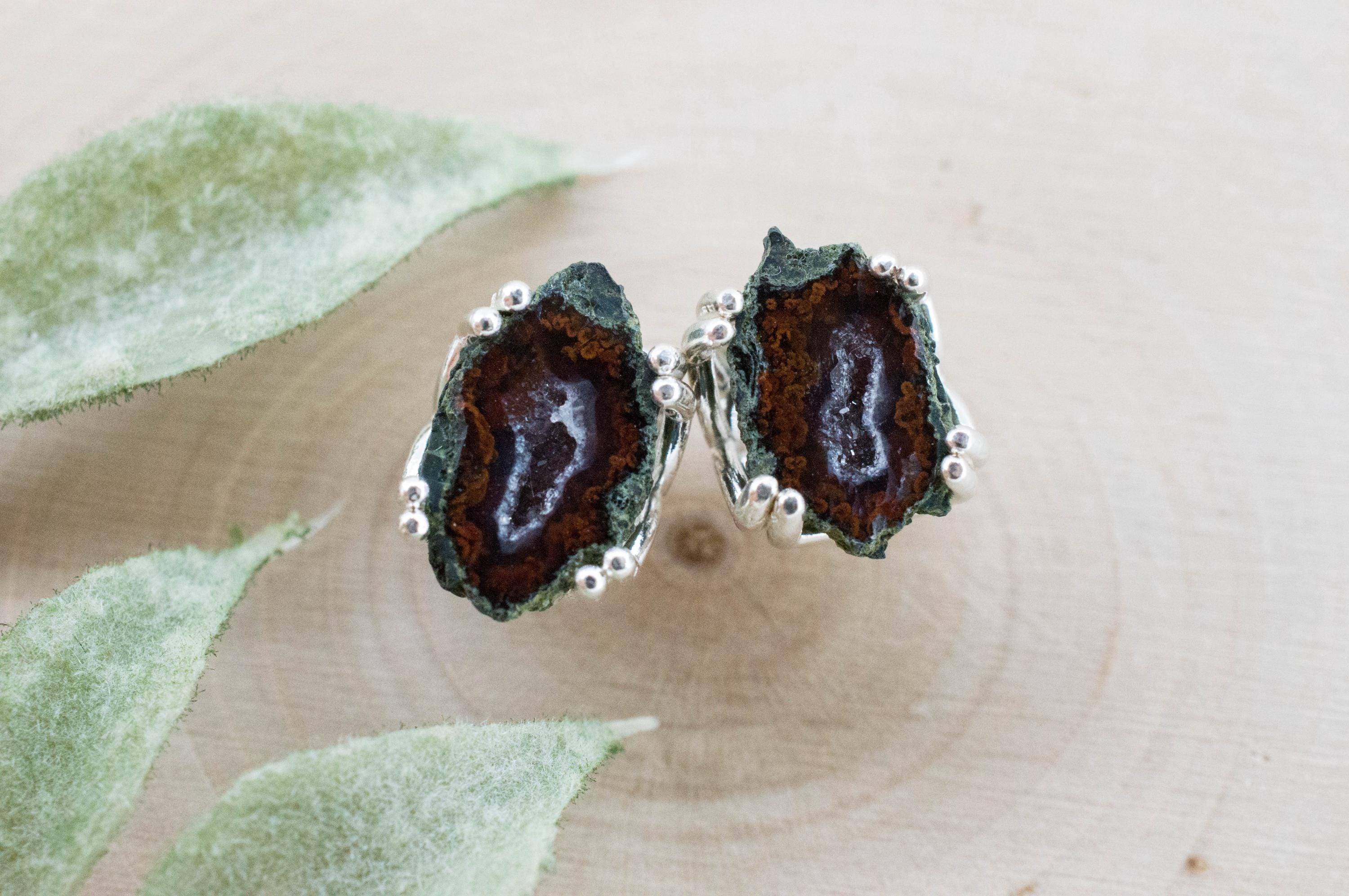 Agate Geode Earrings, Natural Untreated Mexico Tabasco Mini Geodes; 4.250cts - Mark Oliver Gems