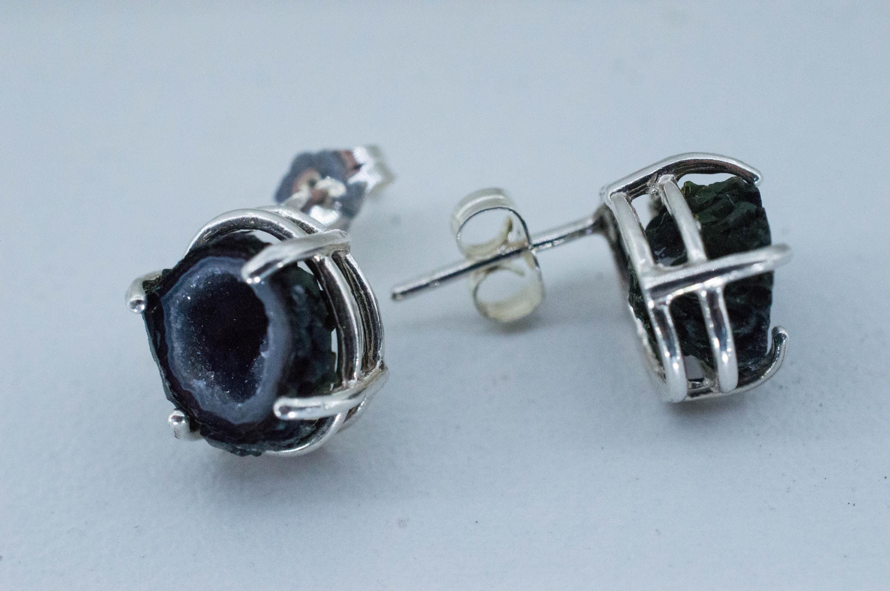 Agate Geode Earrings, Natural Untreated Mexico Tabasco Mini Geodes; 4.805cts - Mark Oliver Gems