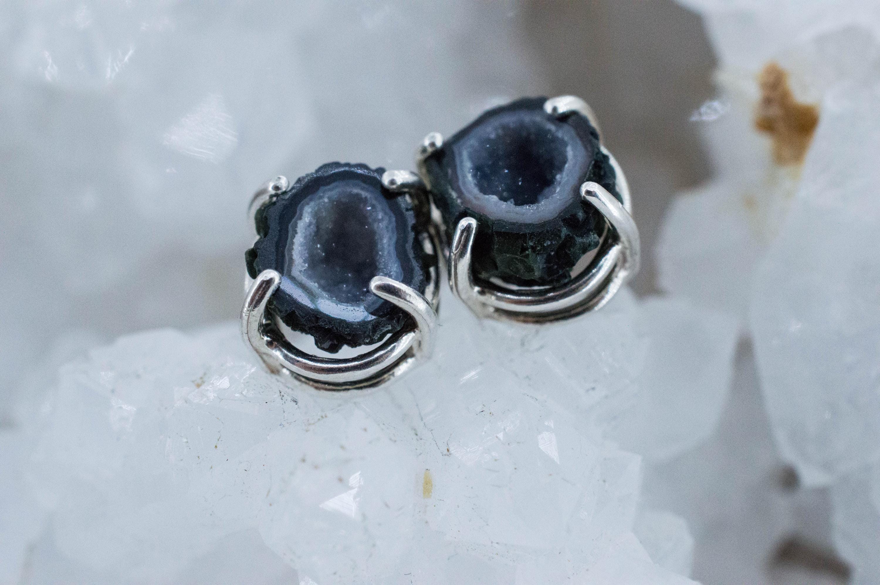 Agate Geode Earrings, Natural Untreated Mexico Tabasco Mini Geodes; 4.805cts - Mark Oliver Gems