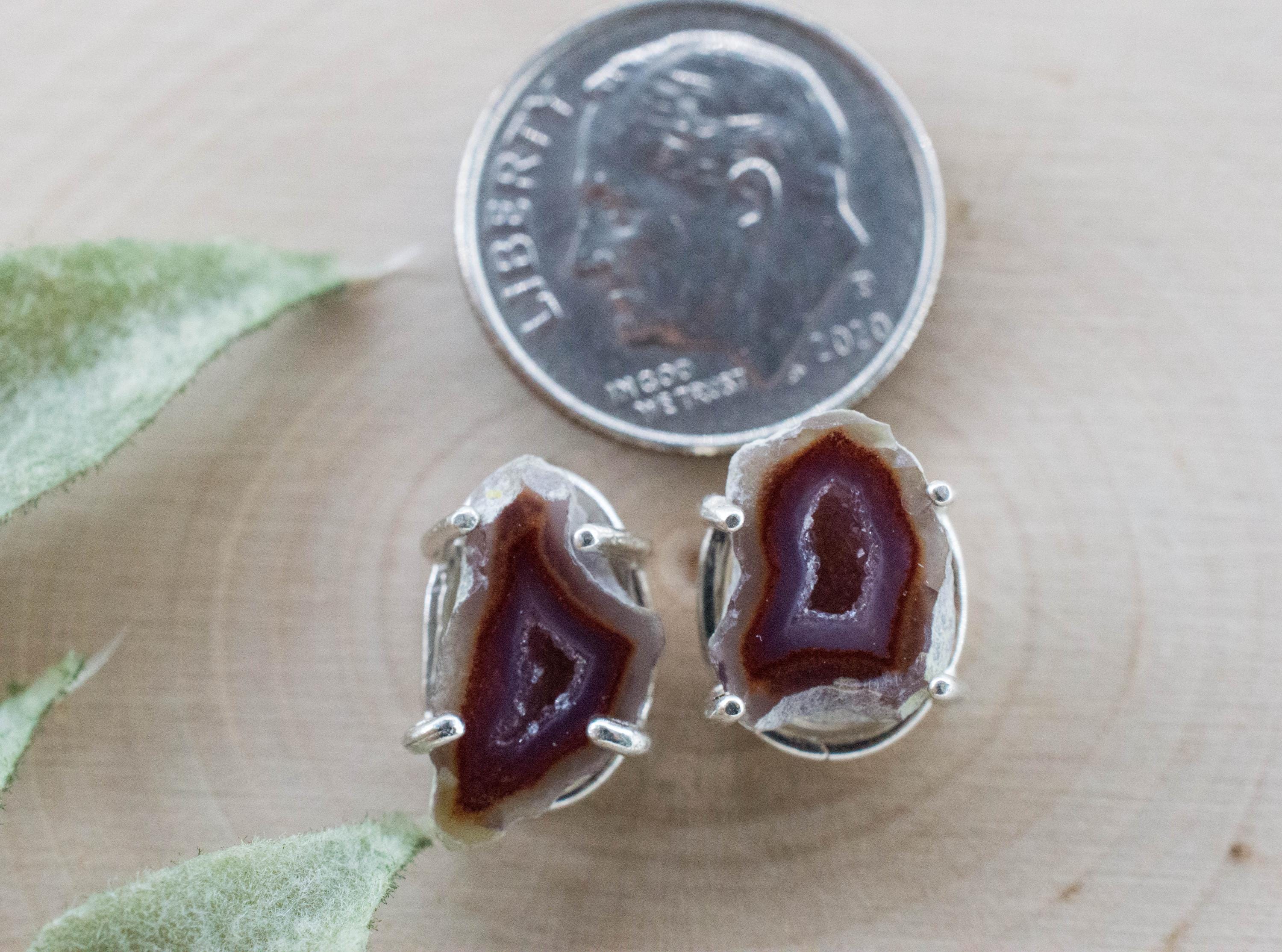 Agate Geode Earrings, Natural Untreated Mexico Tabasco Mini Geodes; 5.715cts - Mark Oliver Gems