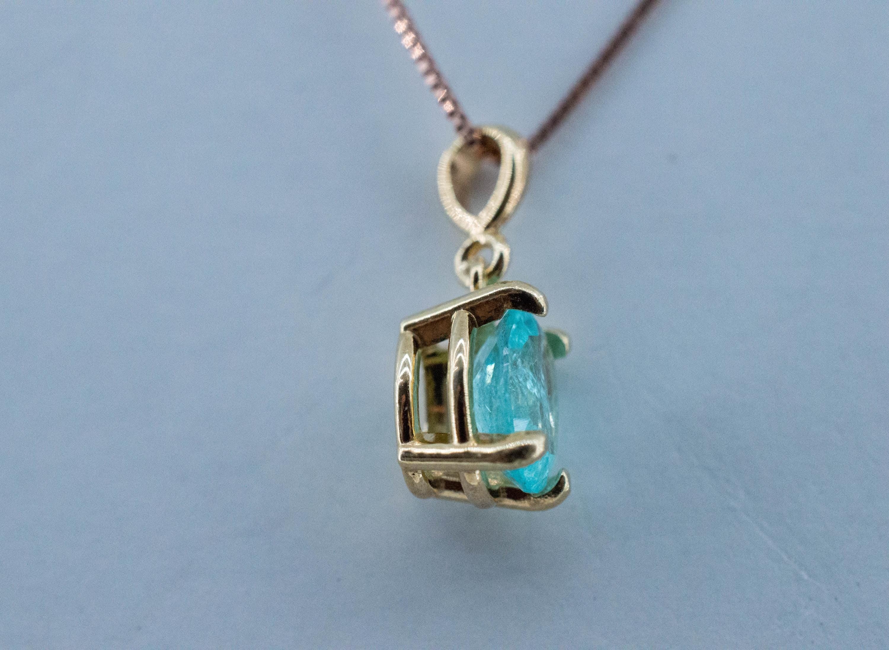 Paraiba Tourmaline Pendant; Natural Brazilian Tourmaline; 0.835cts - Mark Oliver Gems
