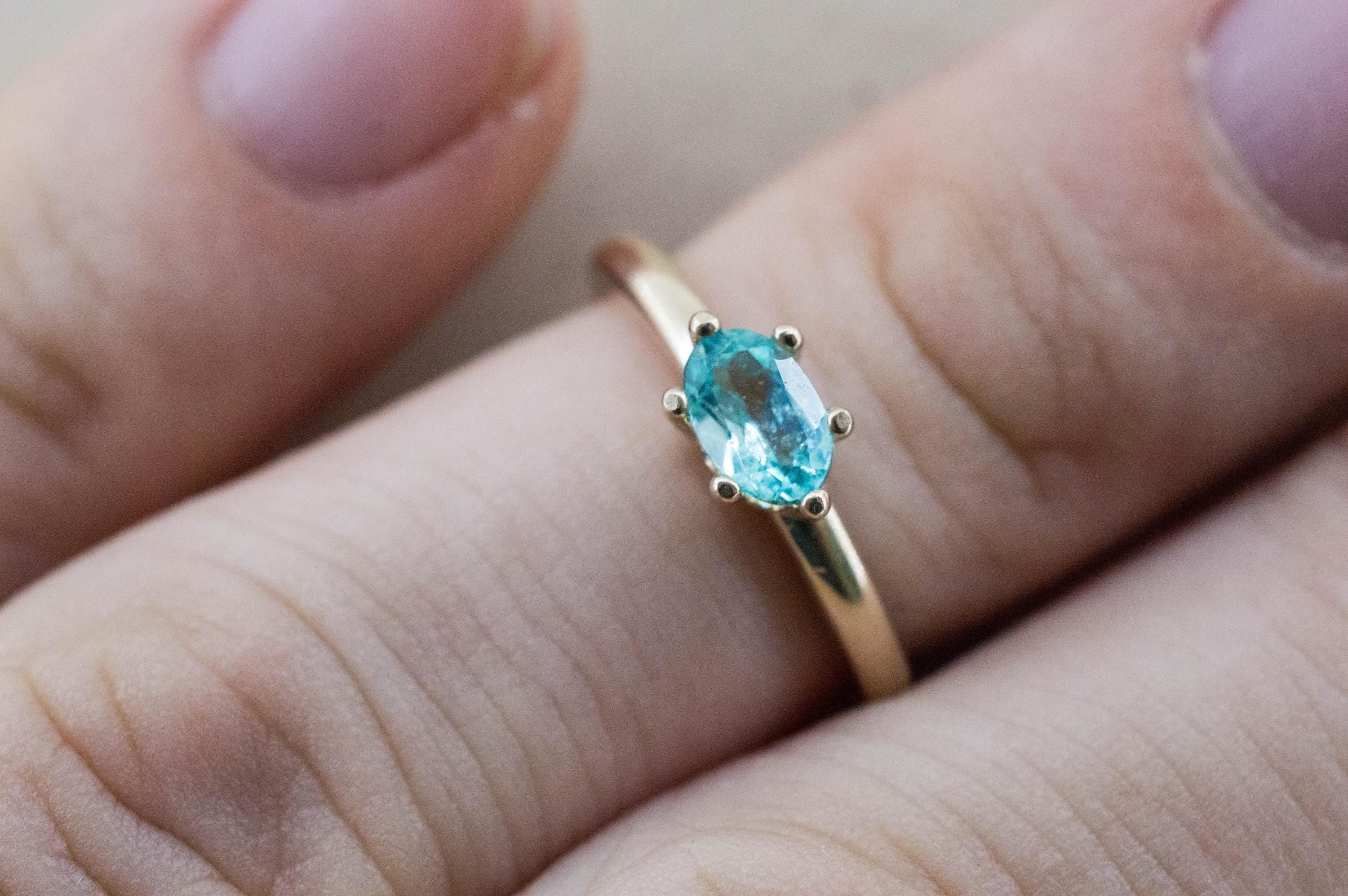 Paraiba Tourmaline Ring; Natural Brazilian Tourmaline; 0.455cts - Mark Oliver Gems