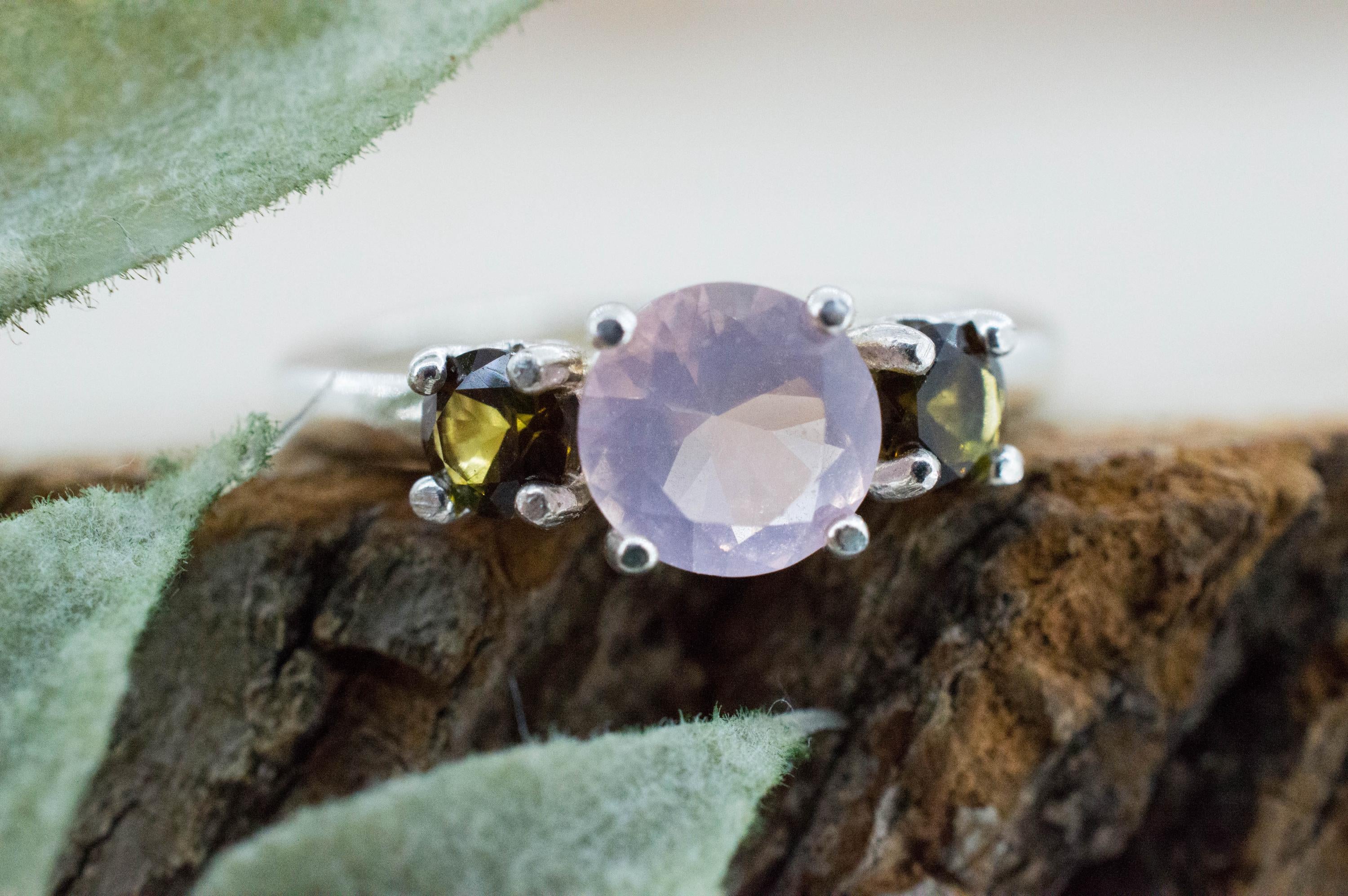 Rose Quartz and Dravite Tourmaline Ring; Natural Untreated Quartz and Tourmaline - Mark Oliver Gems