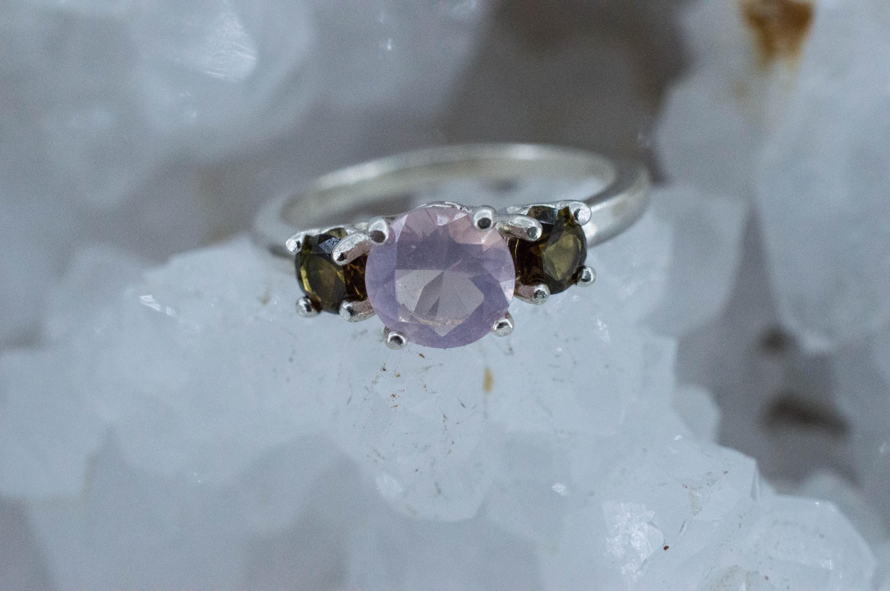 Rose Quartz and Dravite Tourmaline Ring; Natural Untreated Quartz and Tourmaline - Mark Oliver Gems