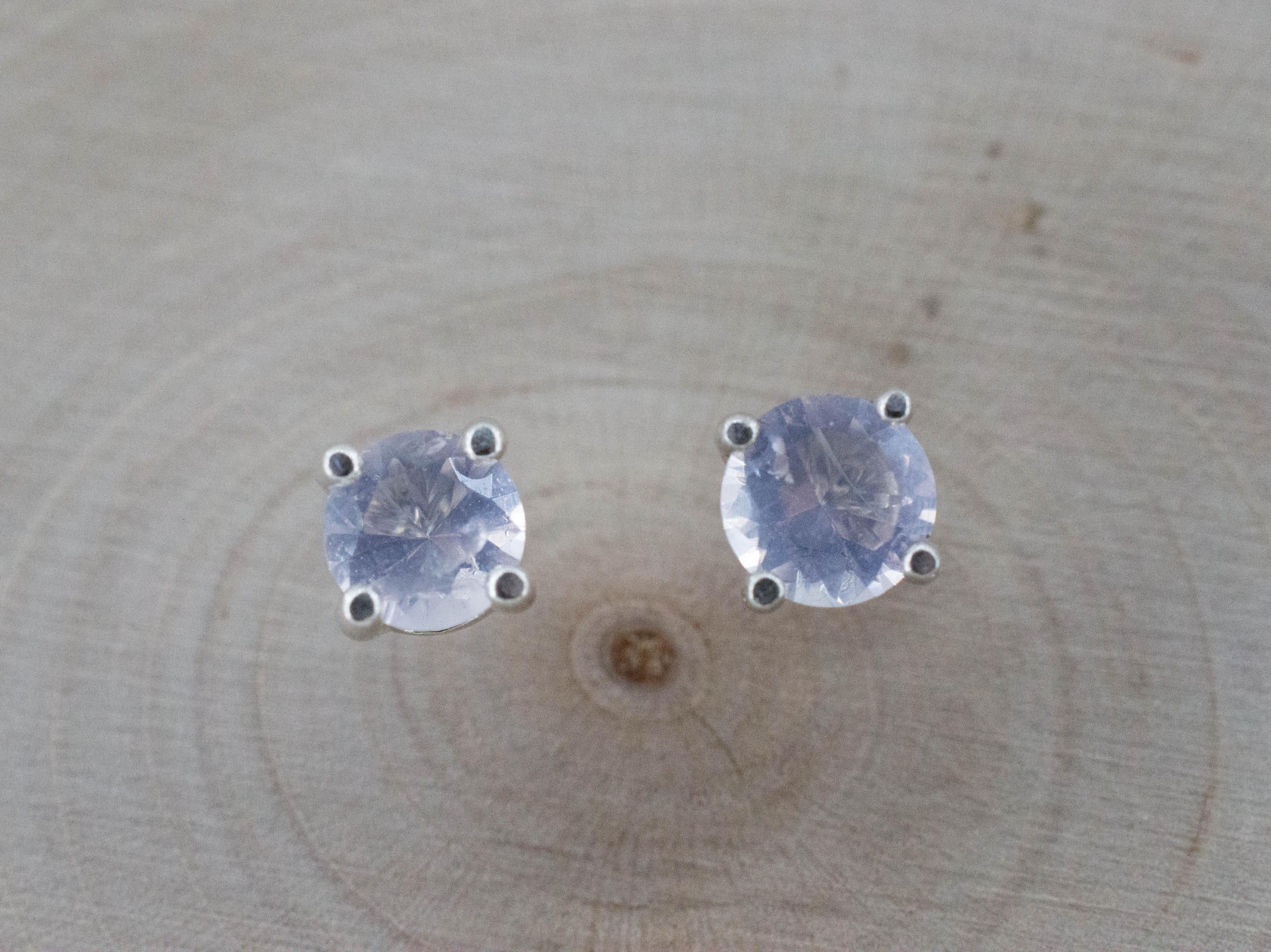 Rose Quartz Earrings; Natural Untreated Tanzania Rose Quartz; 0.860cts - Mark Oliver Gems