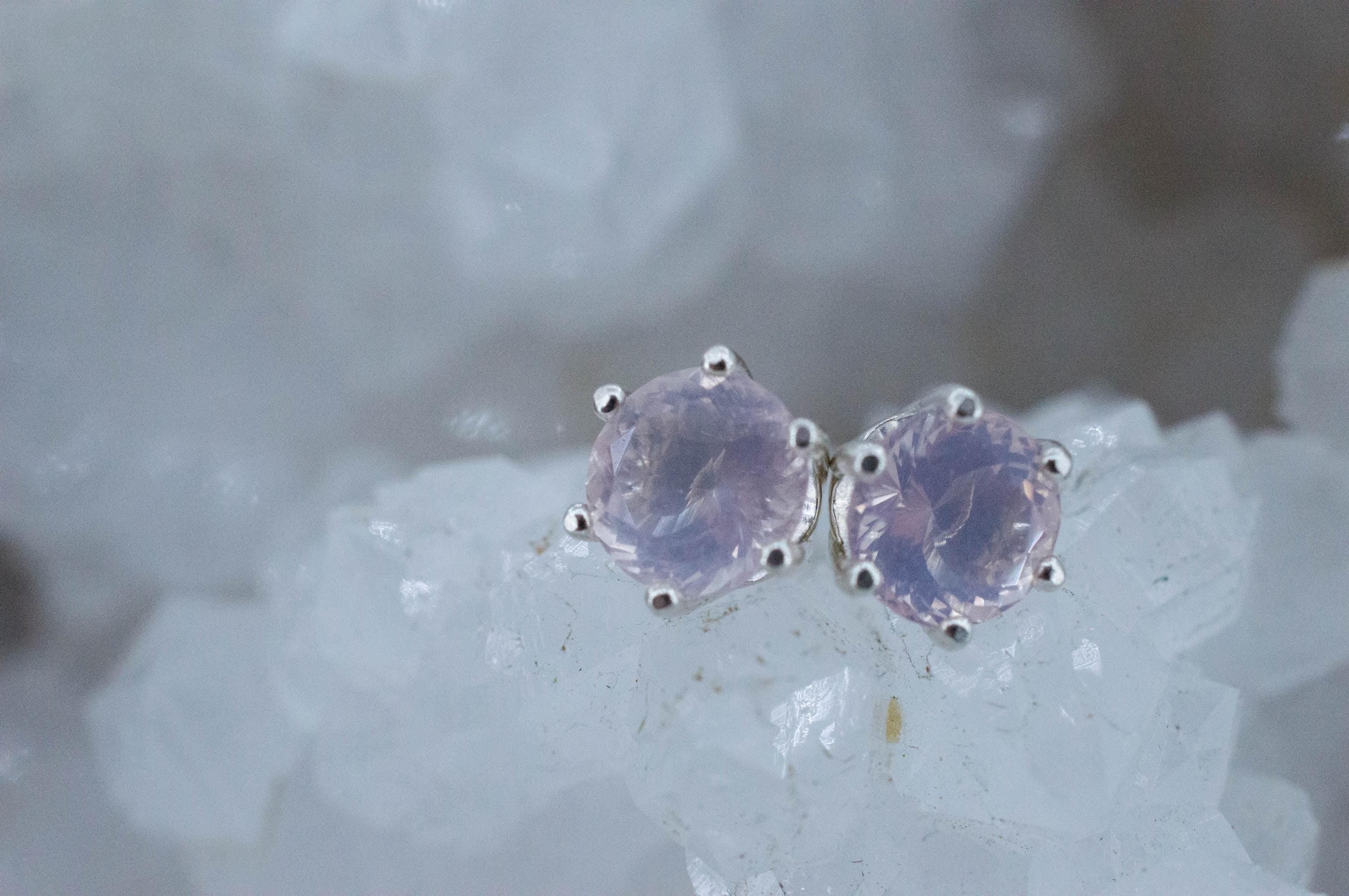 Rose Quartz Earrings; Natural Untreated Tanzania Rose Quartz; 1.780cts - Mark Oliver Gems