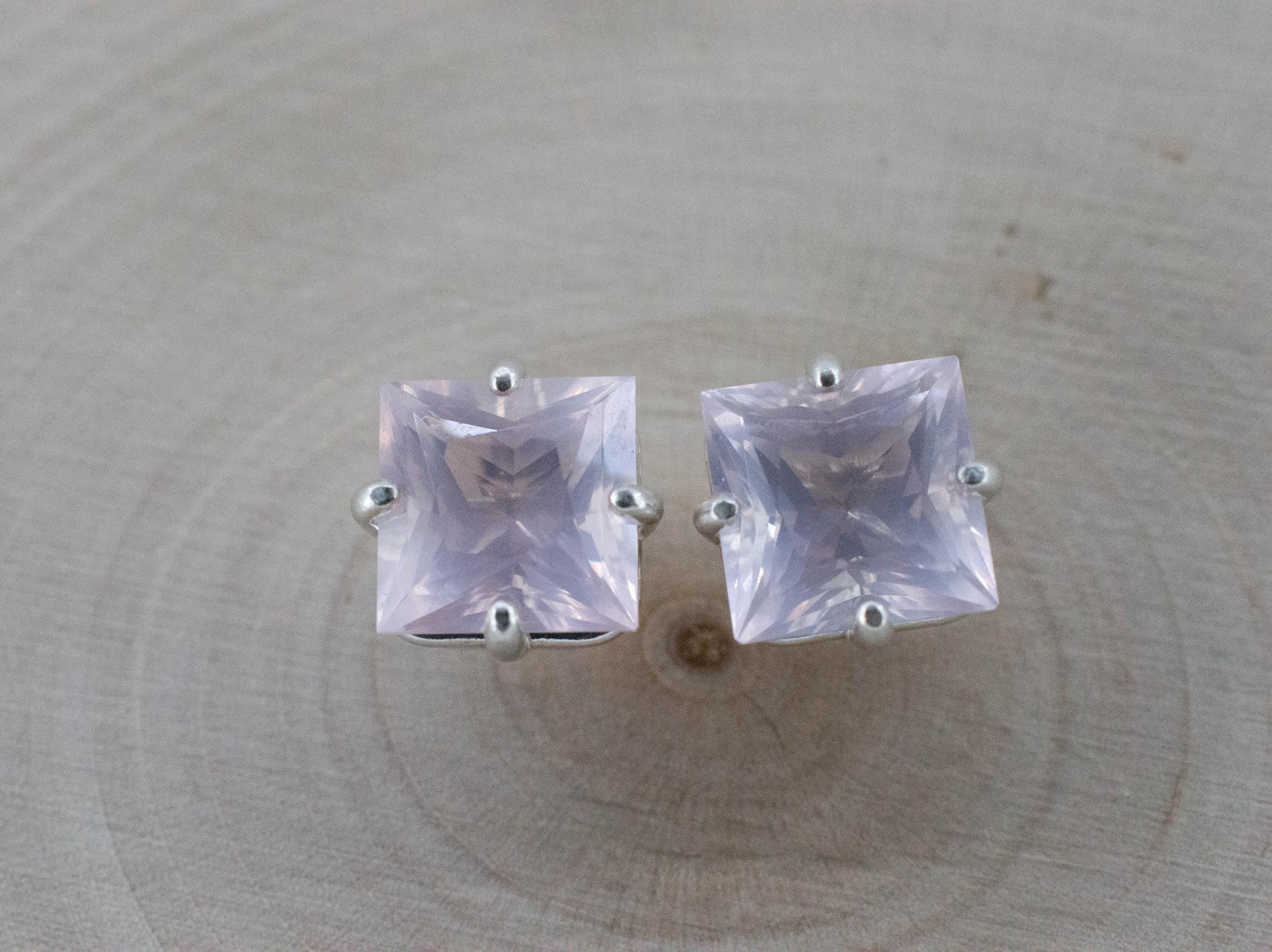 Rose Quartz Earrings; Natural Untreated Brazil Rose Quartz; 4.425cts - Mark Oliver Gems