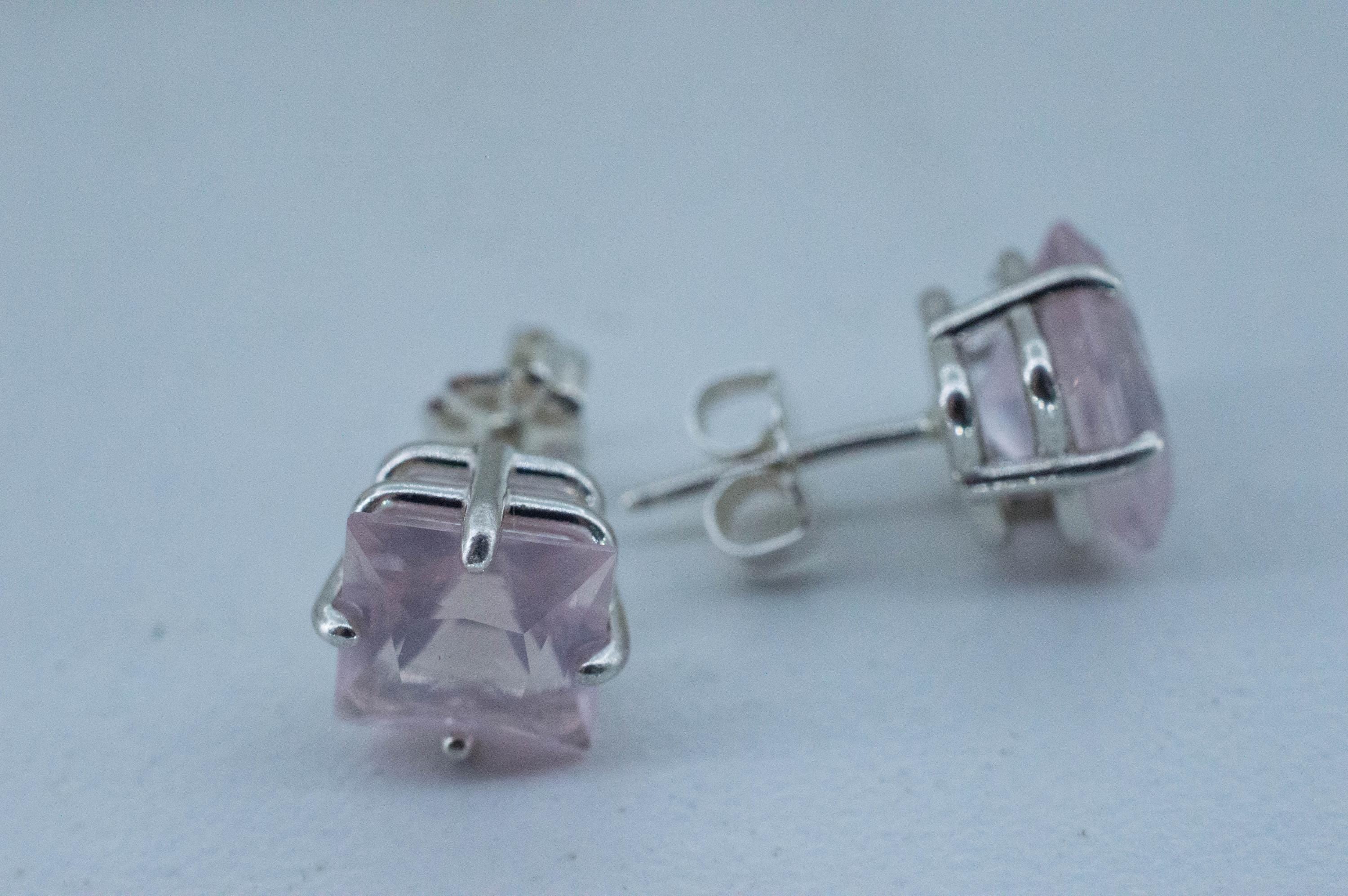 Rose Quartz Earrings; Natural Untreated Brazil Rose Quartz; 4.425cts - Mark Oliver Gems