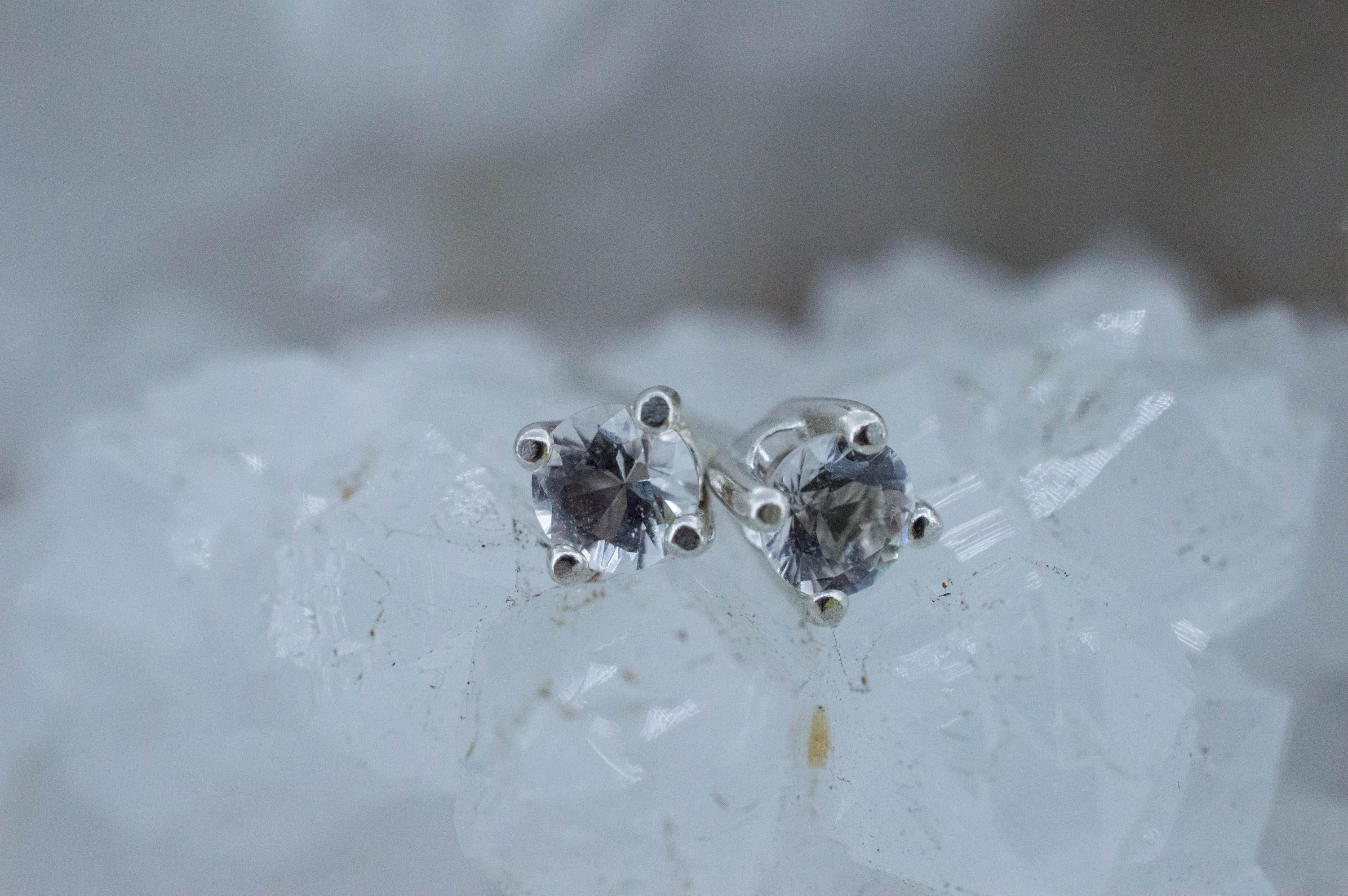 Herkimer Diamond Earrings, Natural Untreated New York Quartz; 0.295cts - Mark Oliver Gems