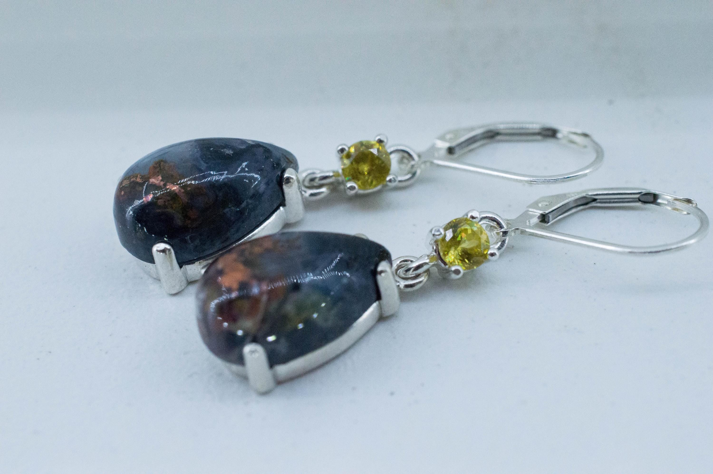 Aquadite and Sphene Earrings; Natural Untreated Indonesia Aquadite™; 13.785cts - Mark Oliver Gems