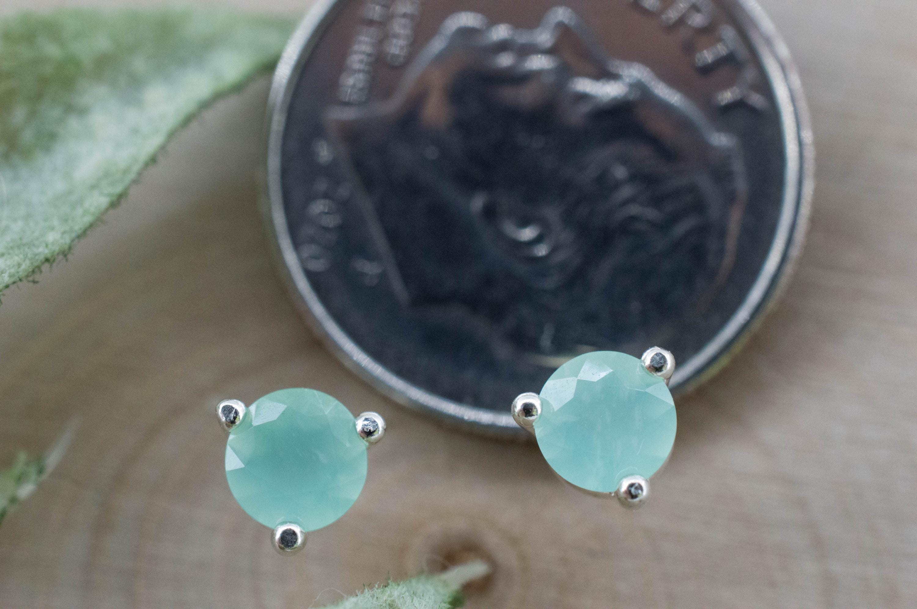 Chrysoprase Earrings, Natural Untreated Australian Chrysoprase; 0.450cts - Mark Oliver Gems