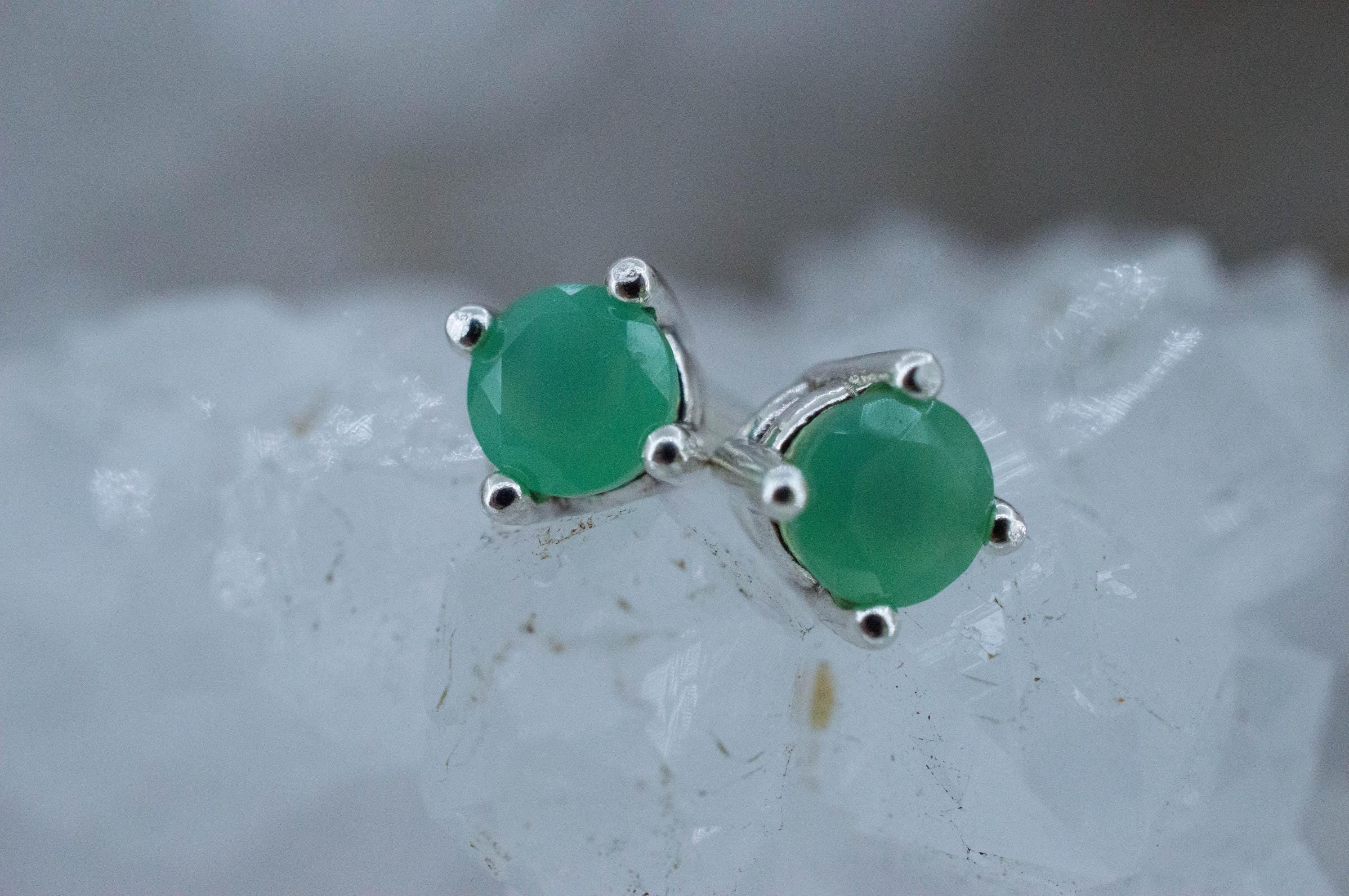 Chrysoprase Earrings, Natural Untreated Australian Chrysoprase; 0.520cts - Mark Oliver Gems