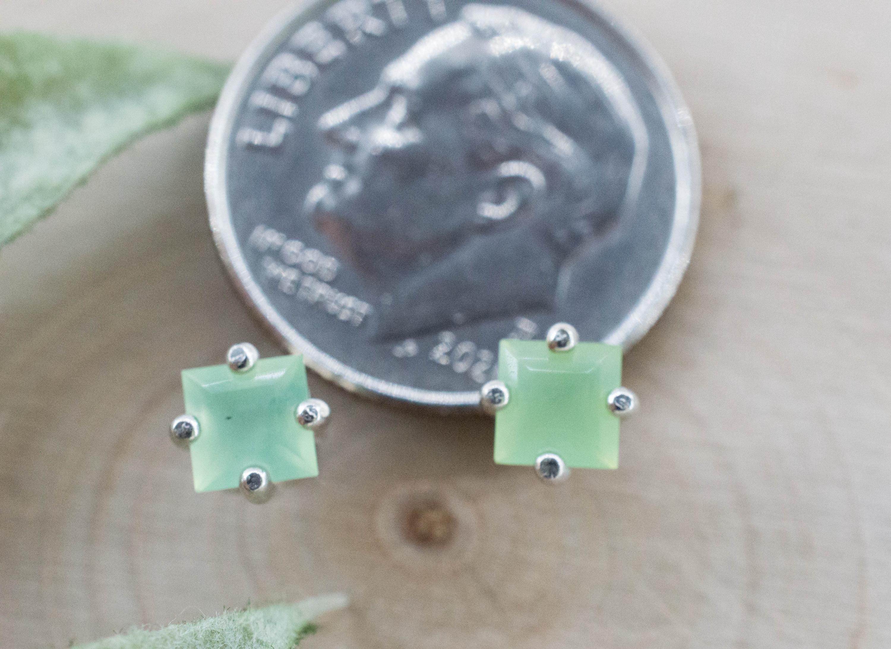 Chrysoprase Earrings, Natural Untreated Australian Chrysoprase; 0.585cts - Mark Oliver Gems