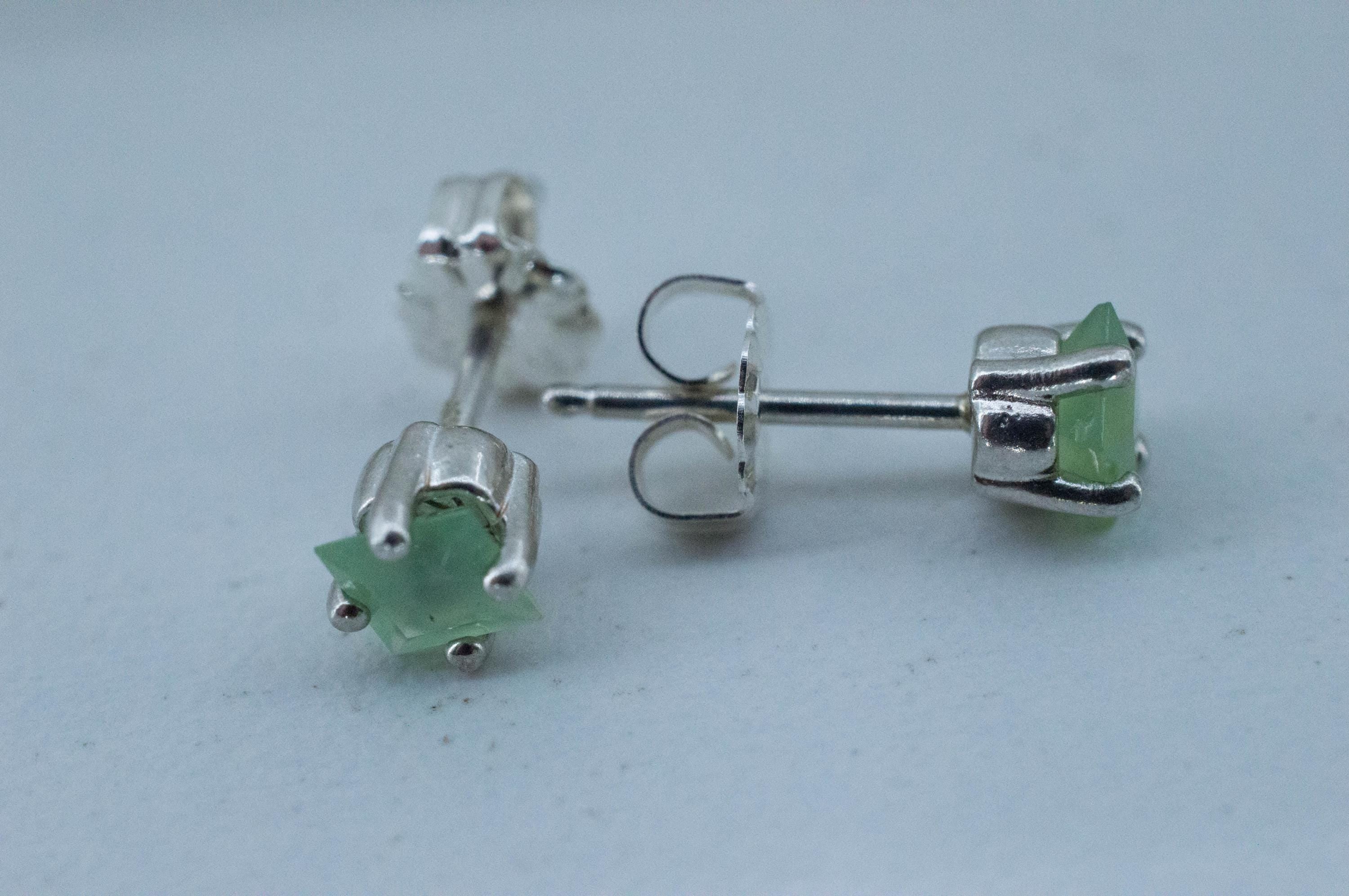 Chrysoprase Earrings, Natural Untreated Australian Chrysoprase; 0.585cts - Mark Oliver Gems