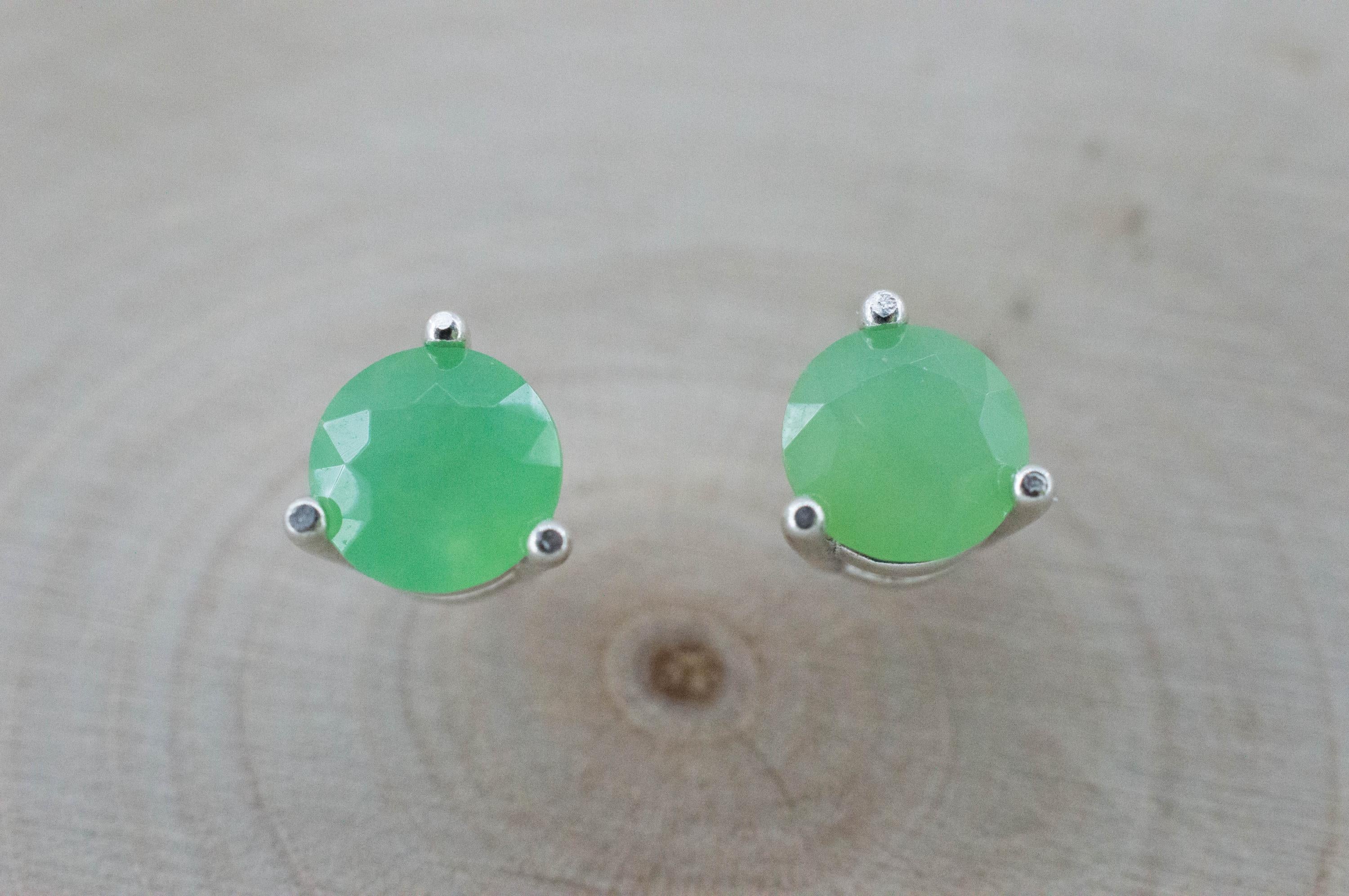 Chrysoprase Earrings, Natural Untreated Australian Chrysoprase; 1.125cts - Mark Oliver Gems