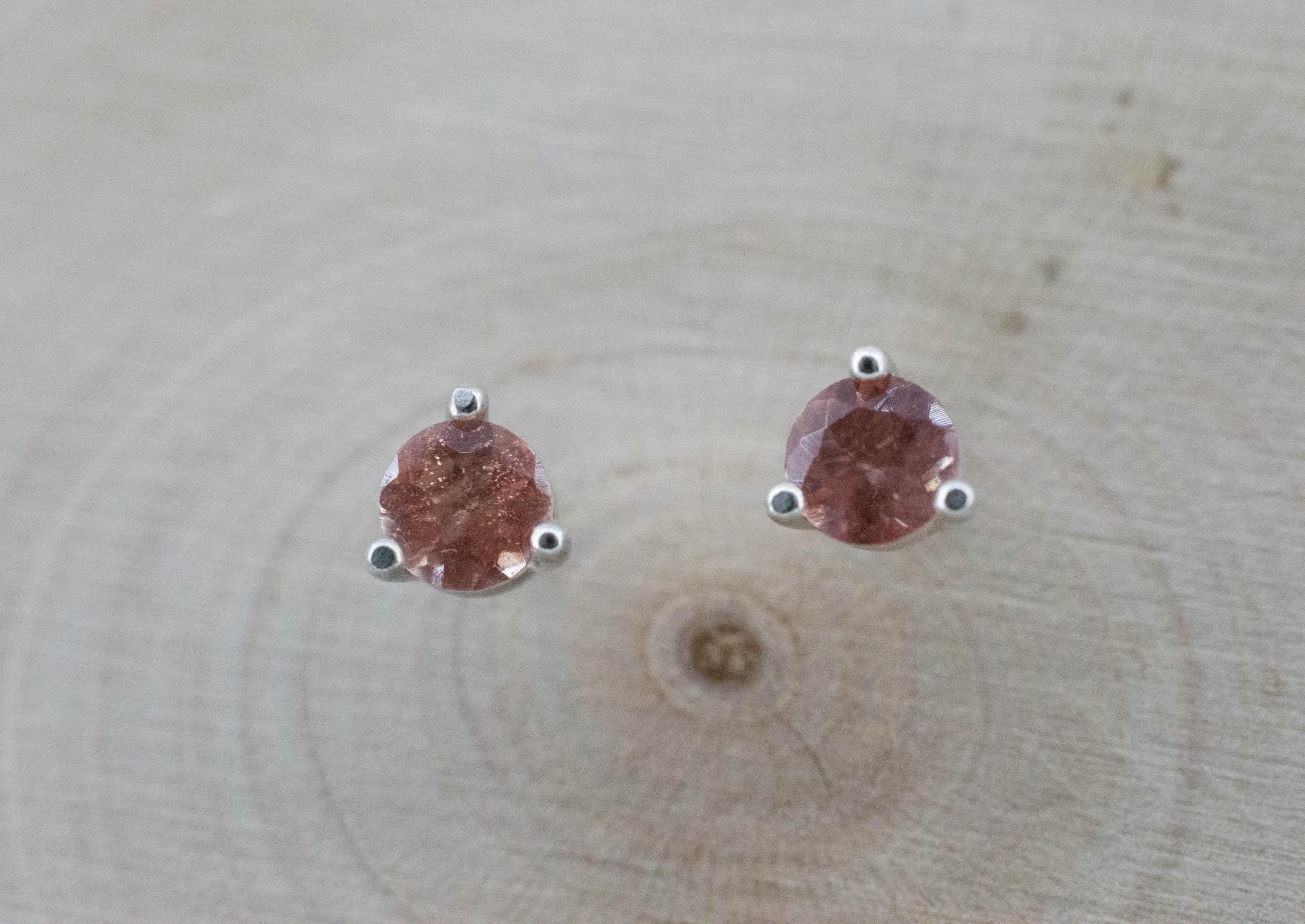 Oregon Sunstone Earrings; Natural Untreated USA Sunstone; 0.430cts - Mark Oliver Gems