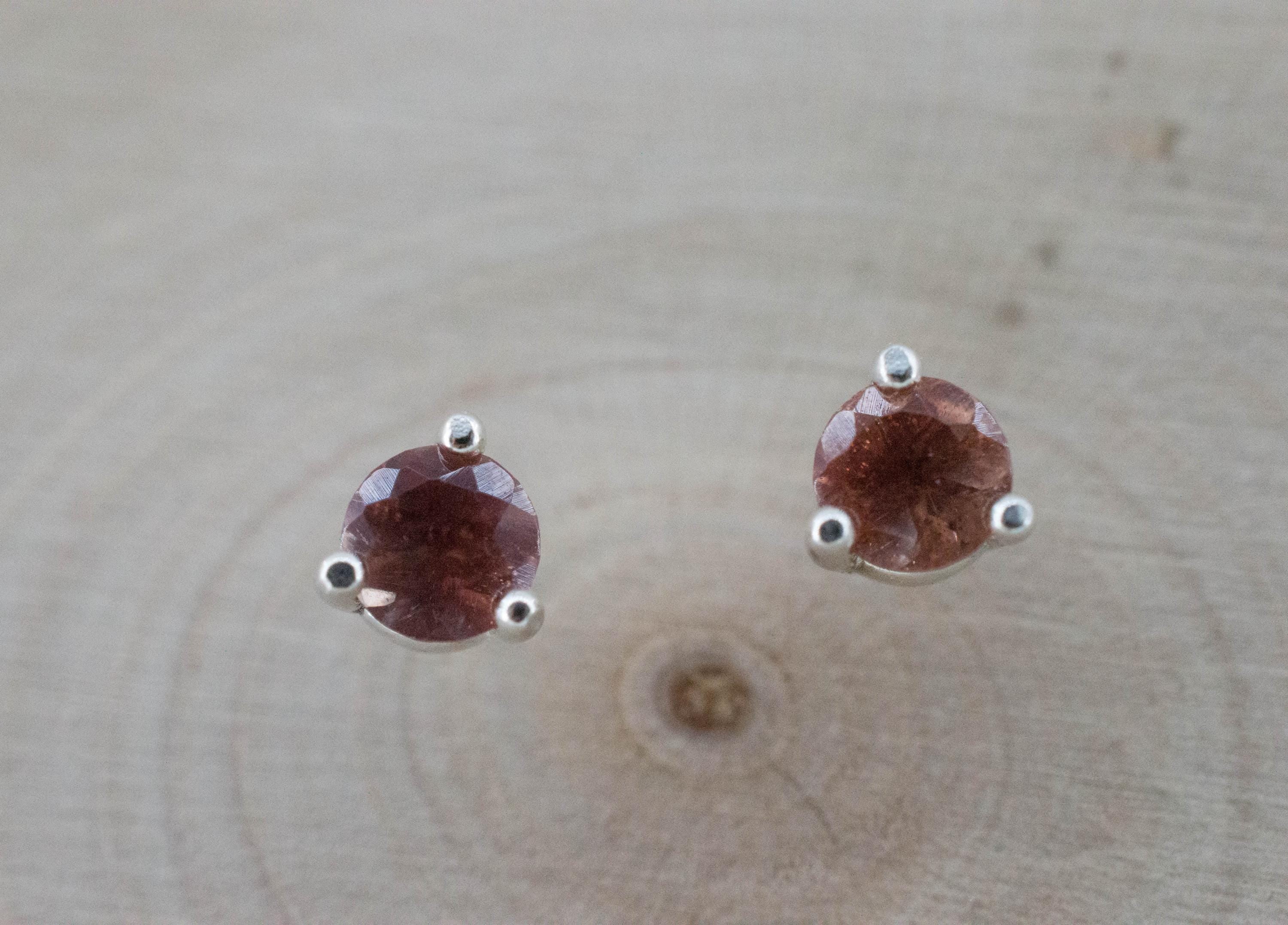 Oregon Sunstone Earrings; Natural Untreated USA Sunstone; 0.435cts - Mark Oliver Gems