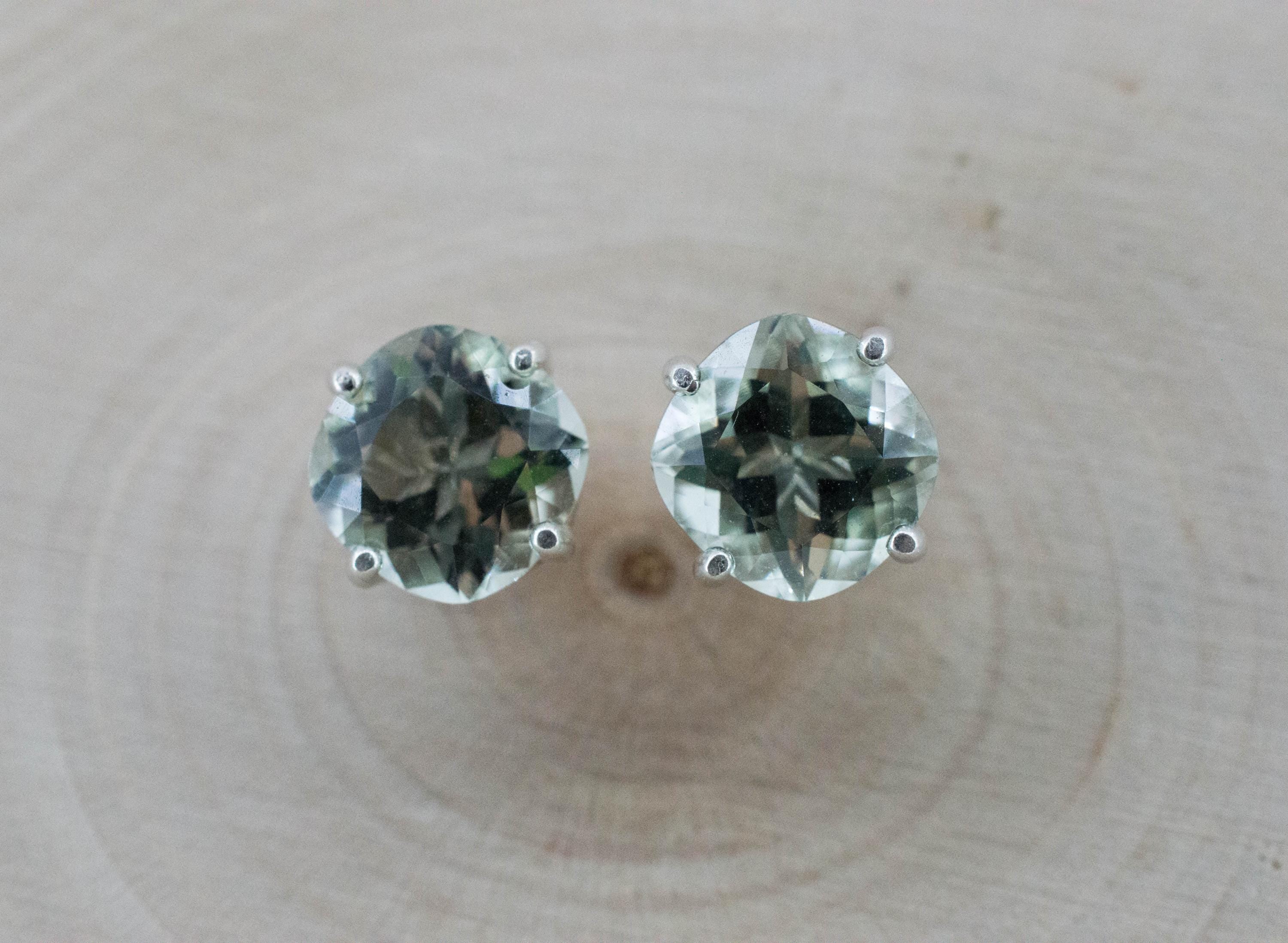 Prasiolite Earrings; Natural Brazilian Green Amethyst; 3.600cts - Mark Oliver Gems