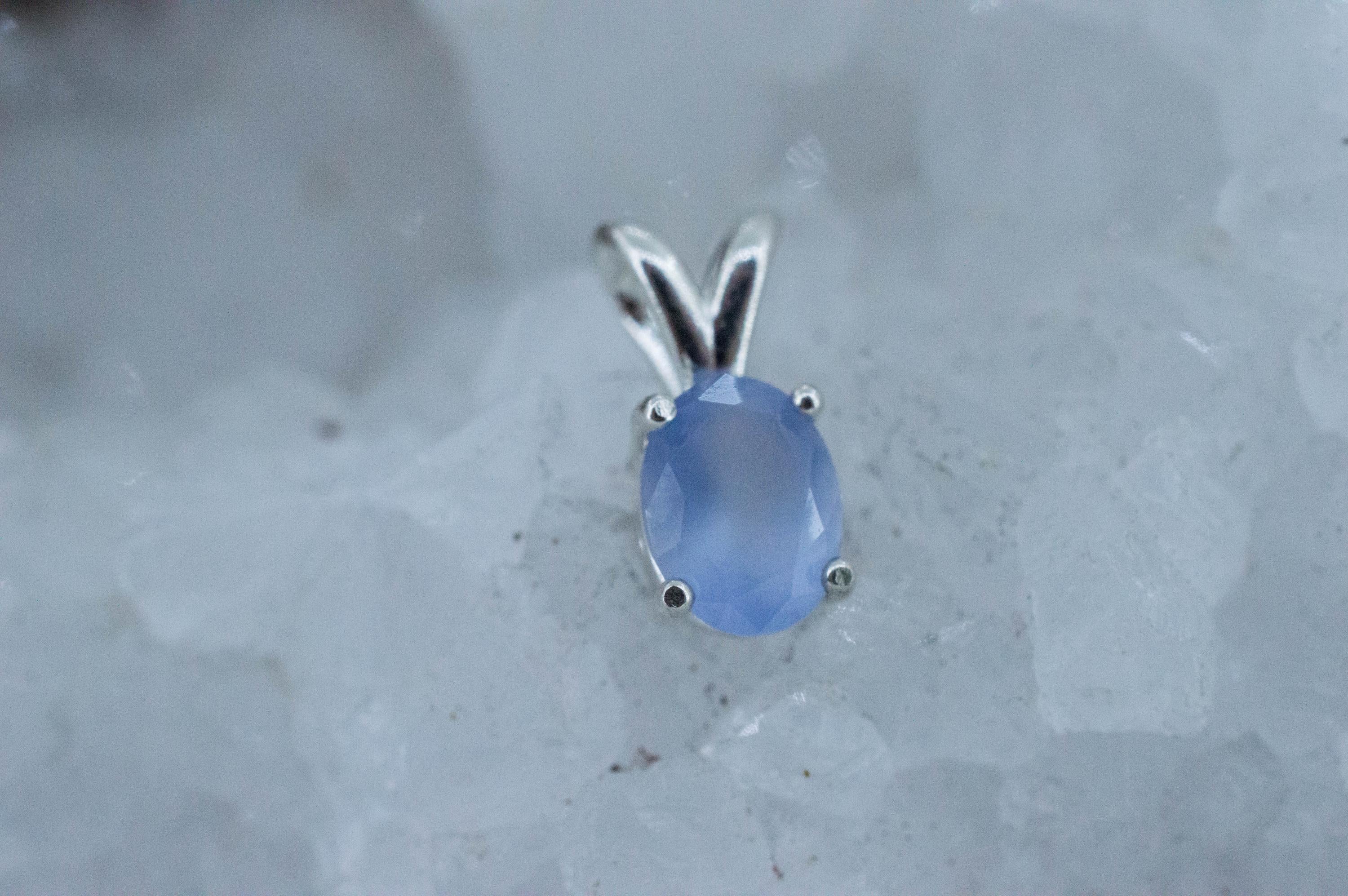 Blue Agate Pendant; Natural Untreated Namibia Agate; 1.135cts - Mark Oliver Gems